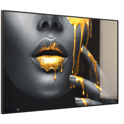 STEINFELD Deko Glas Wandbild Motiv 081 Goldene Lippen