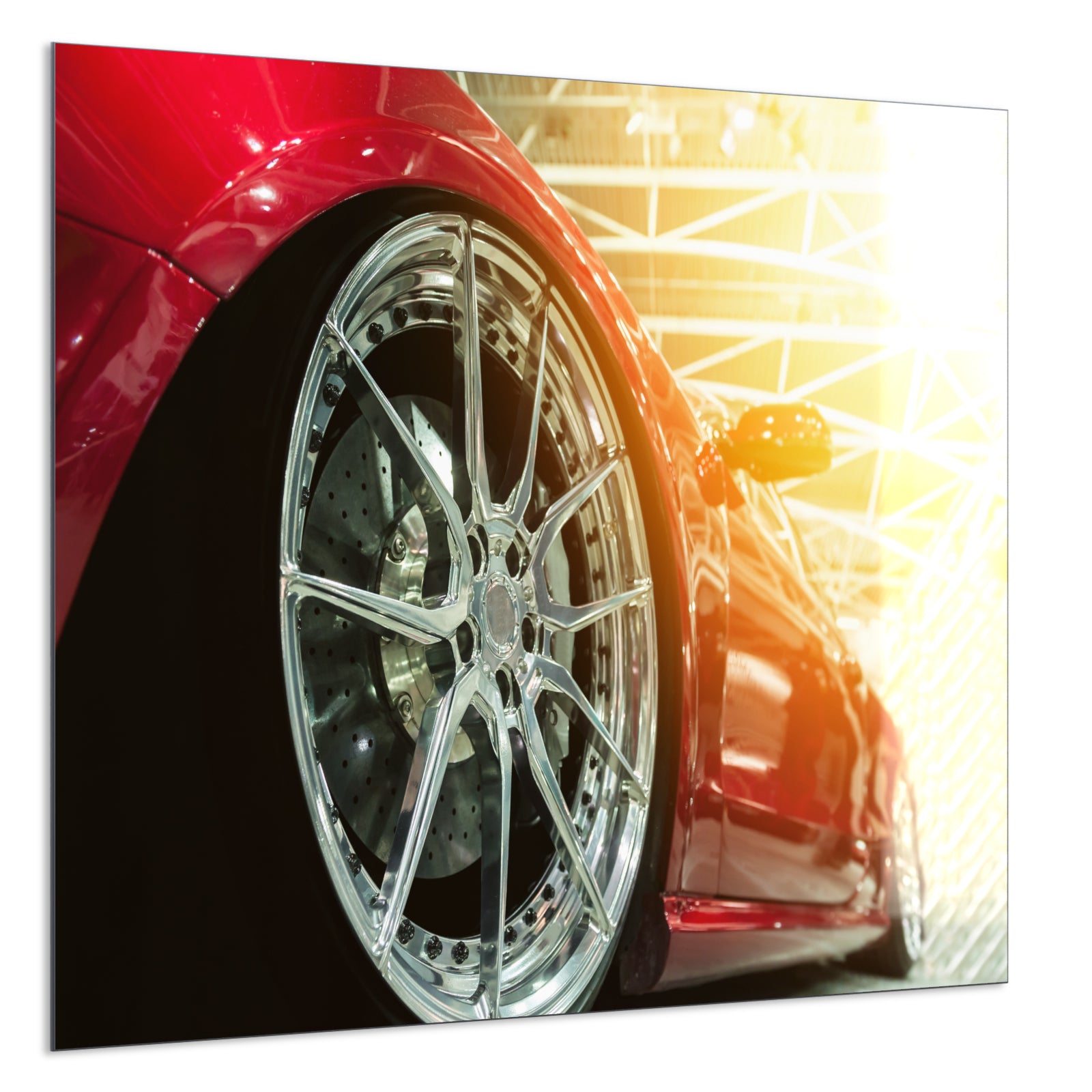 Deko Glas Wandbild Motiv 008 rotes Auto