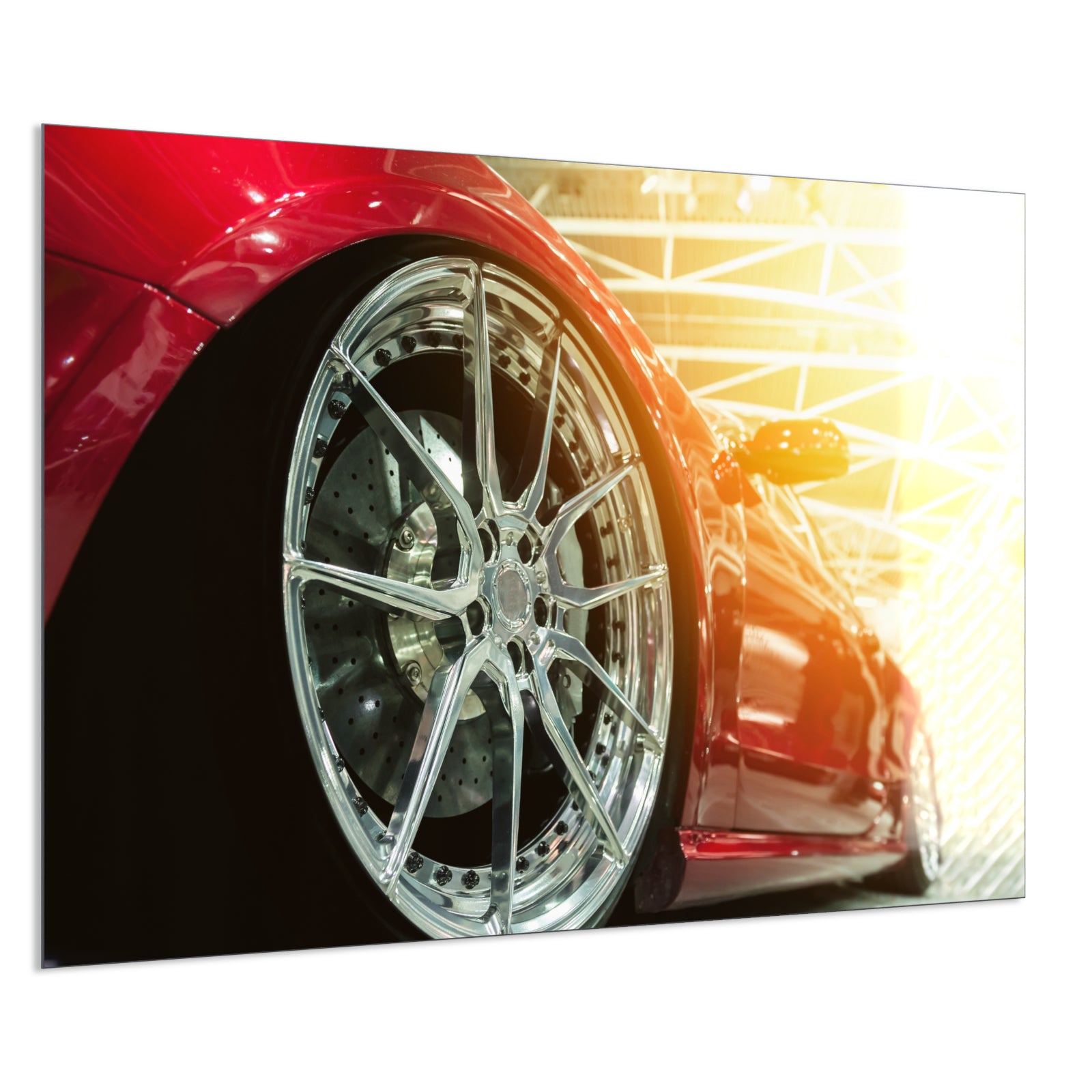 Deko Glas Wandbild Motiv 008 rotes Auto