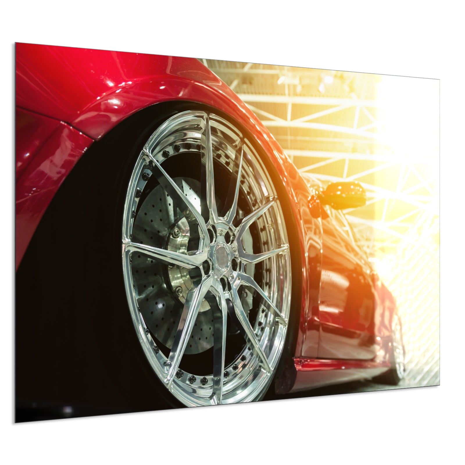 Deko Glas Wandbild Motiv 008 rotes Auto