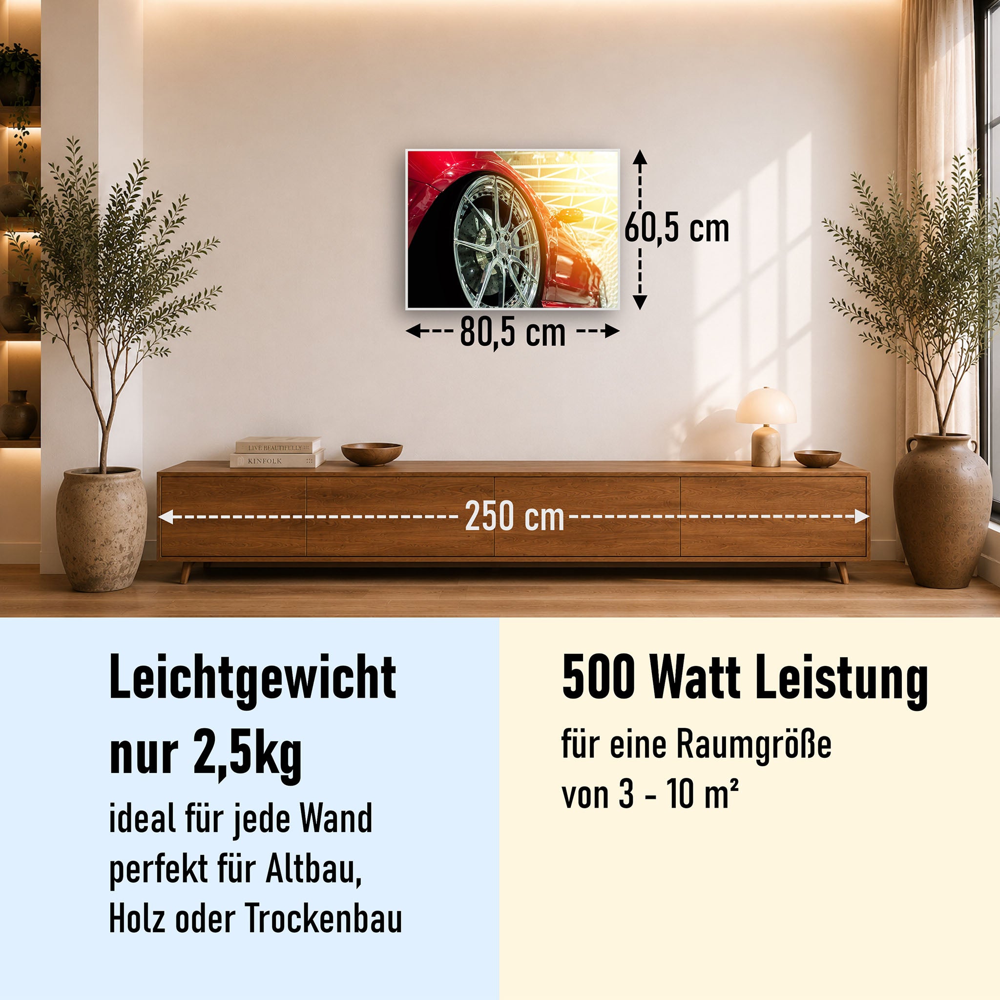 Bild Infrarotheizung 350-1200W Motiv 008 rotes Auto