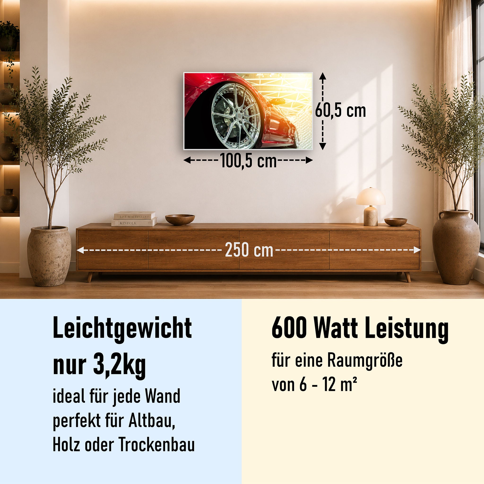 Bild Infrarotheizung 350-1200W Motiv 008 rotes Auto