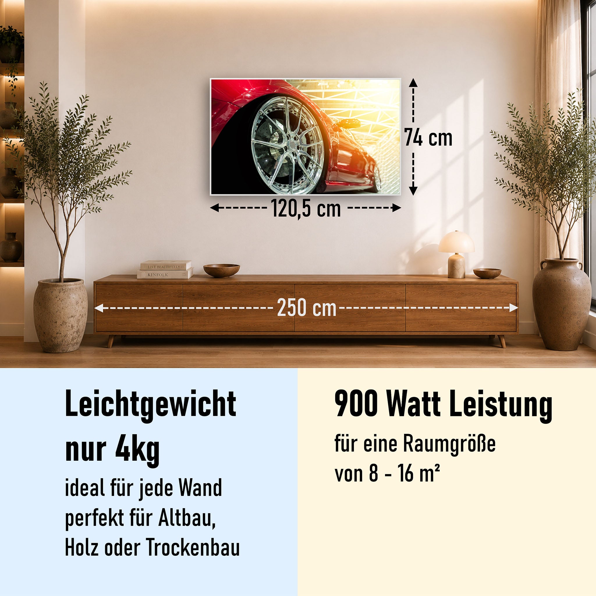 Bild Infrarotheizung 350-1200W Motiv 008 rotes Auto