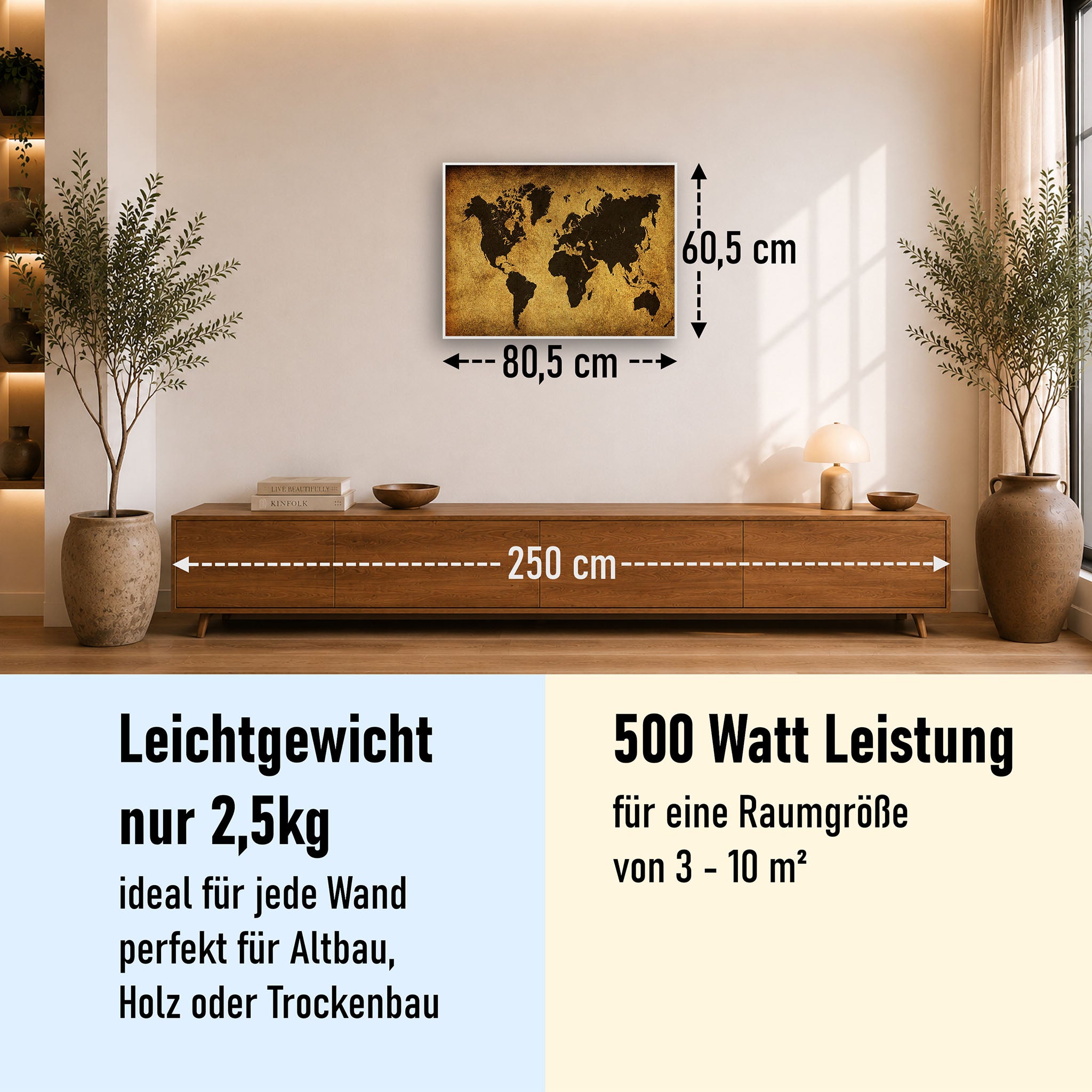 Bild Infrarotheizung 350-1200W Motiv 009 Weltkarte