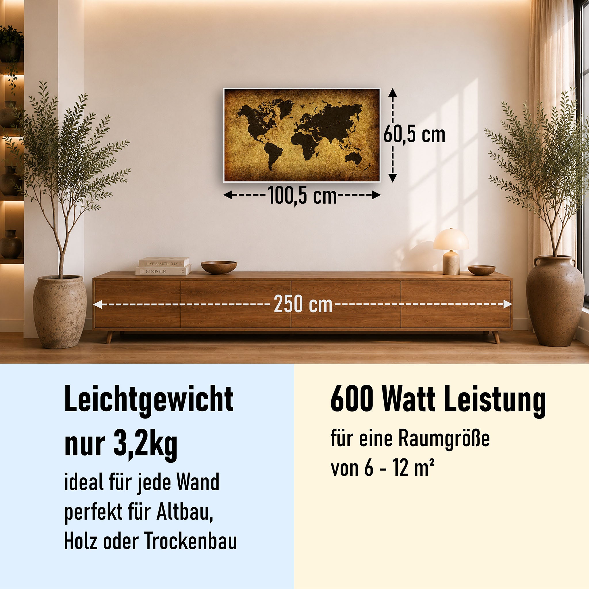 Bild Infrarotheizung 350-1200W Motiv 009 Weltkarte