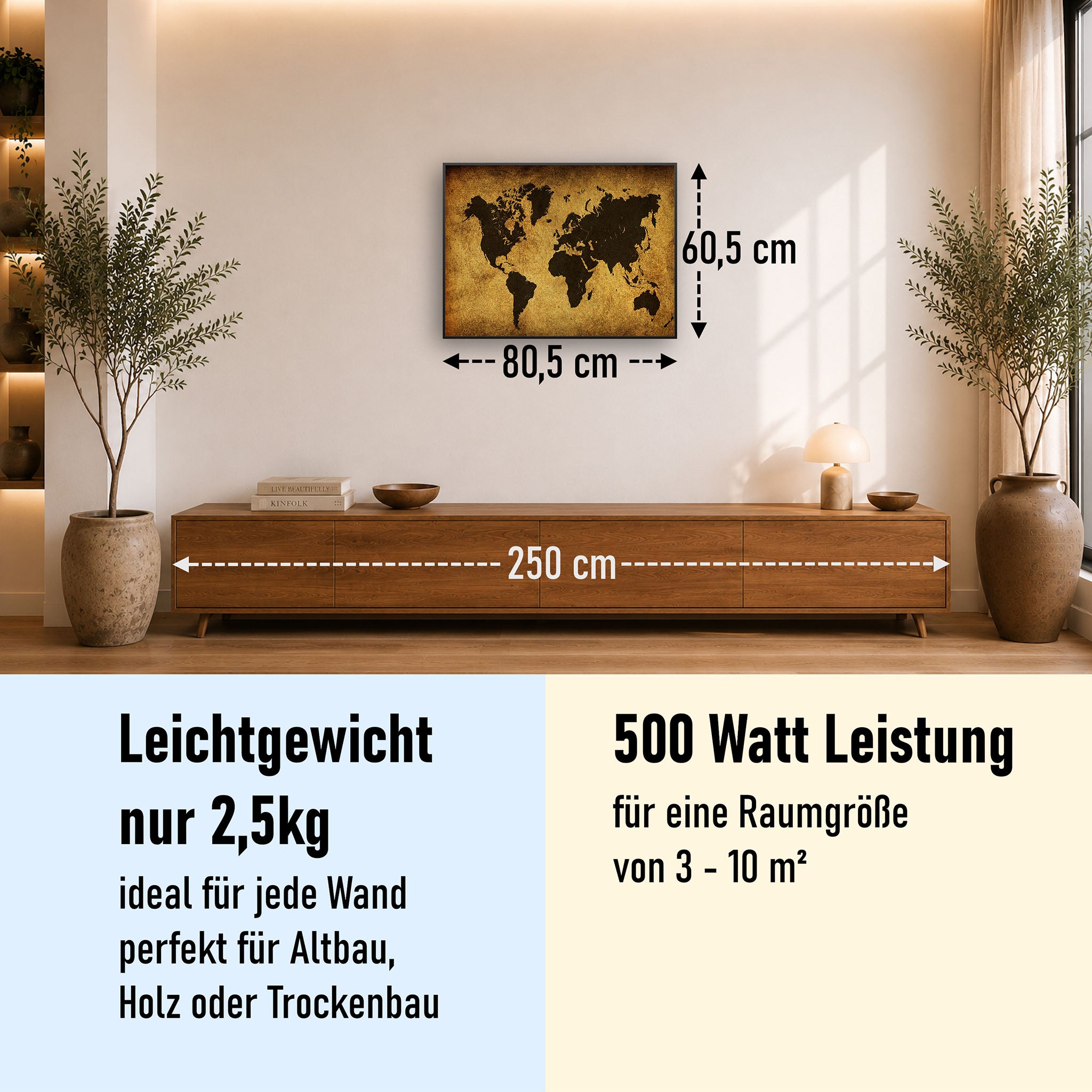 Bild Infrarotheizung 350-1200W Motiv 009 Weltkarte