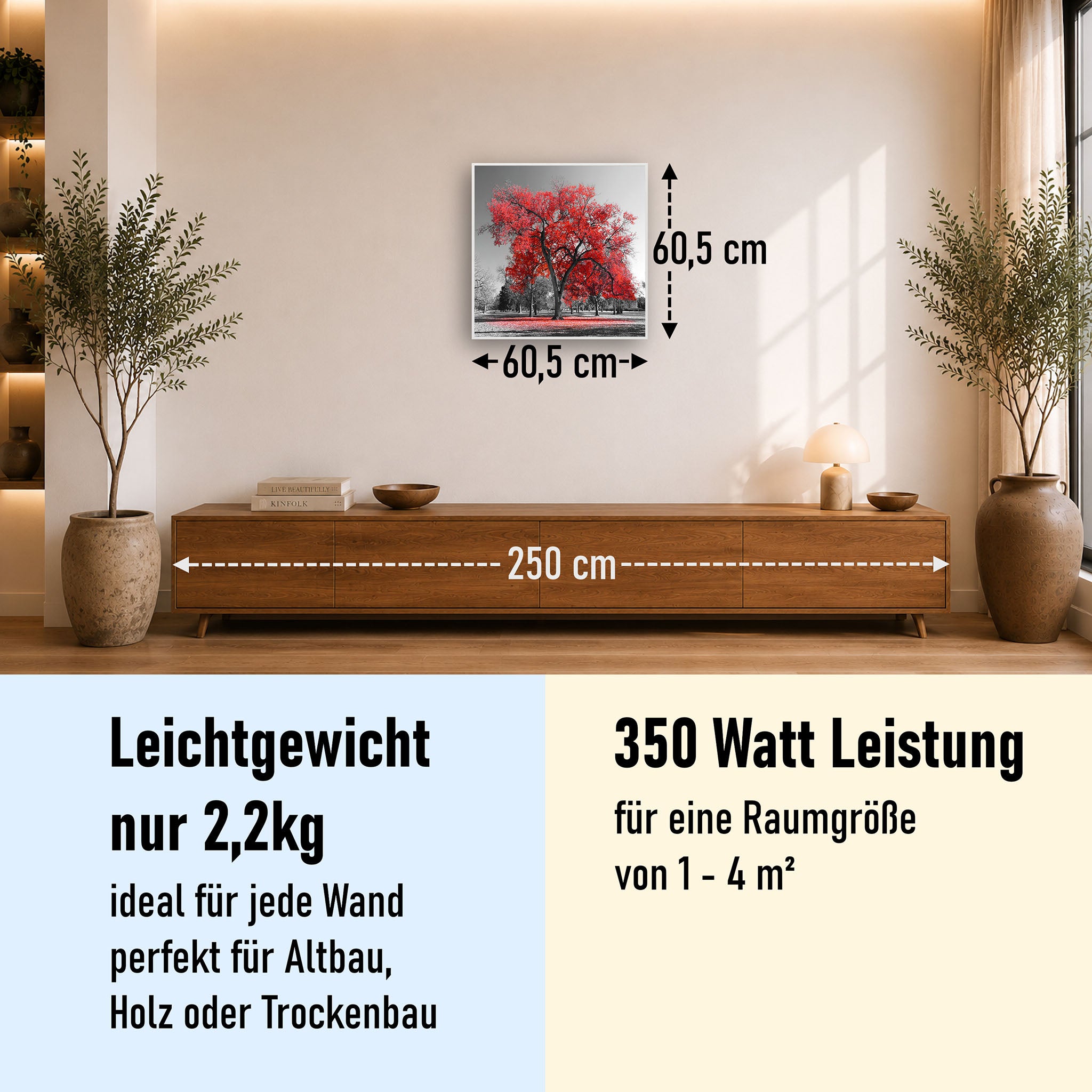 Bild Infrarotheizung 350-1200W Motiv 010 roter Baum