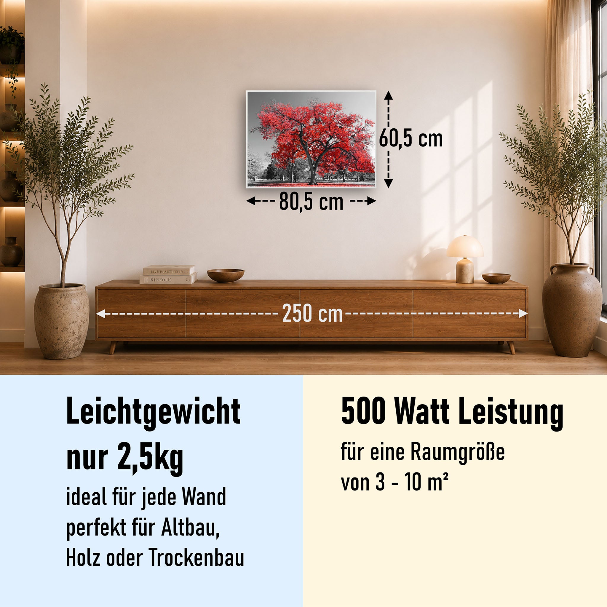 Bild Infrarotheizung 350-1200W Motiv 010 roter Baum