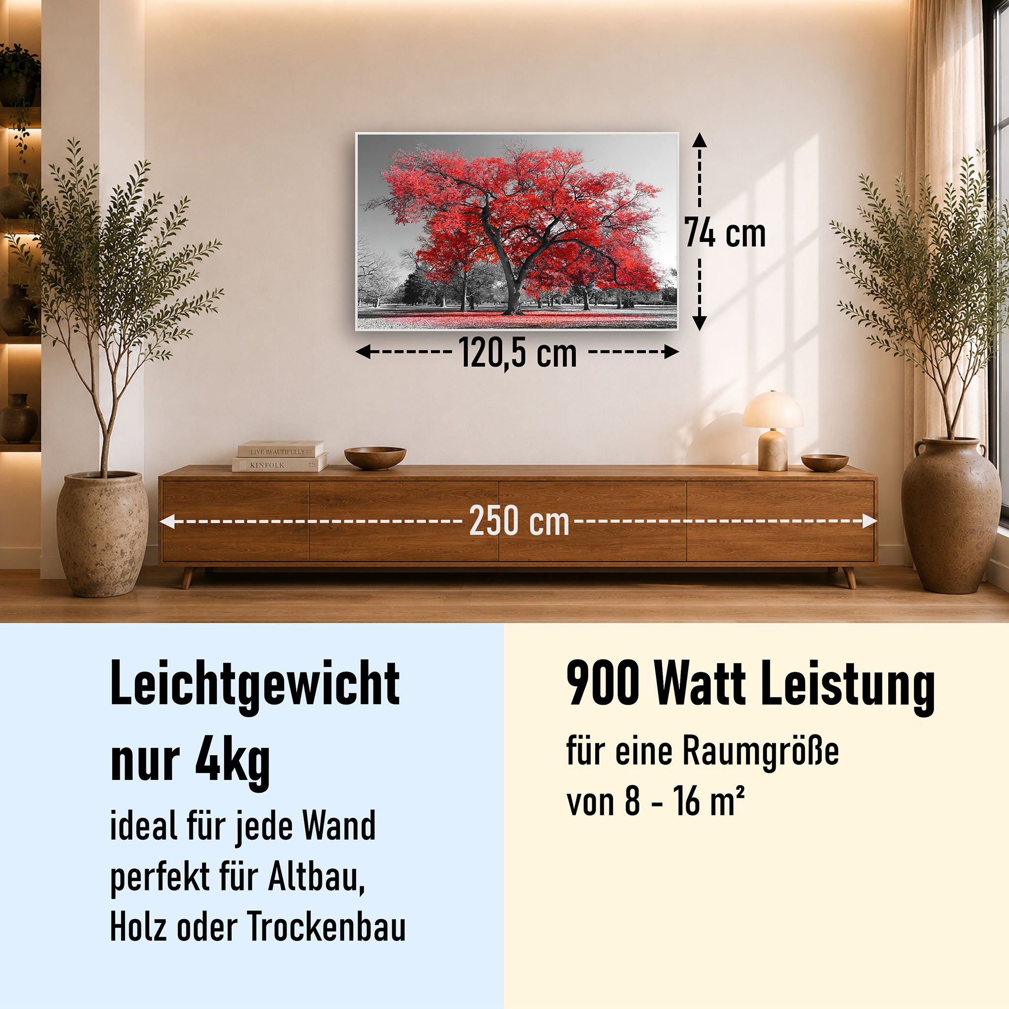 Bild Infrarotheizung 350-1200W Motiv 010 roter Baum