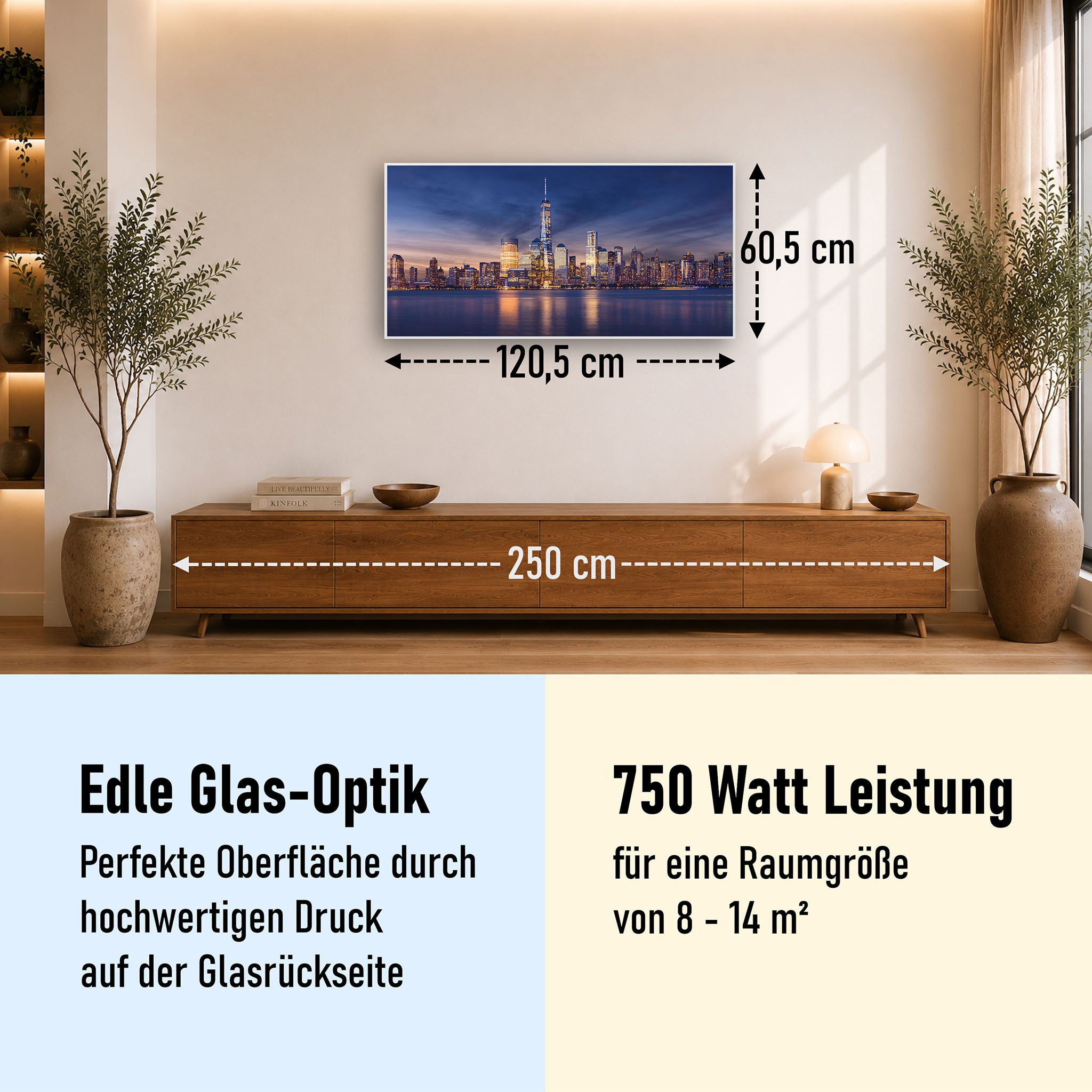 Glas Infrarotheizung 350-1200W Motiv 011 New York Tower One