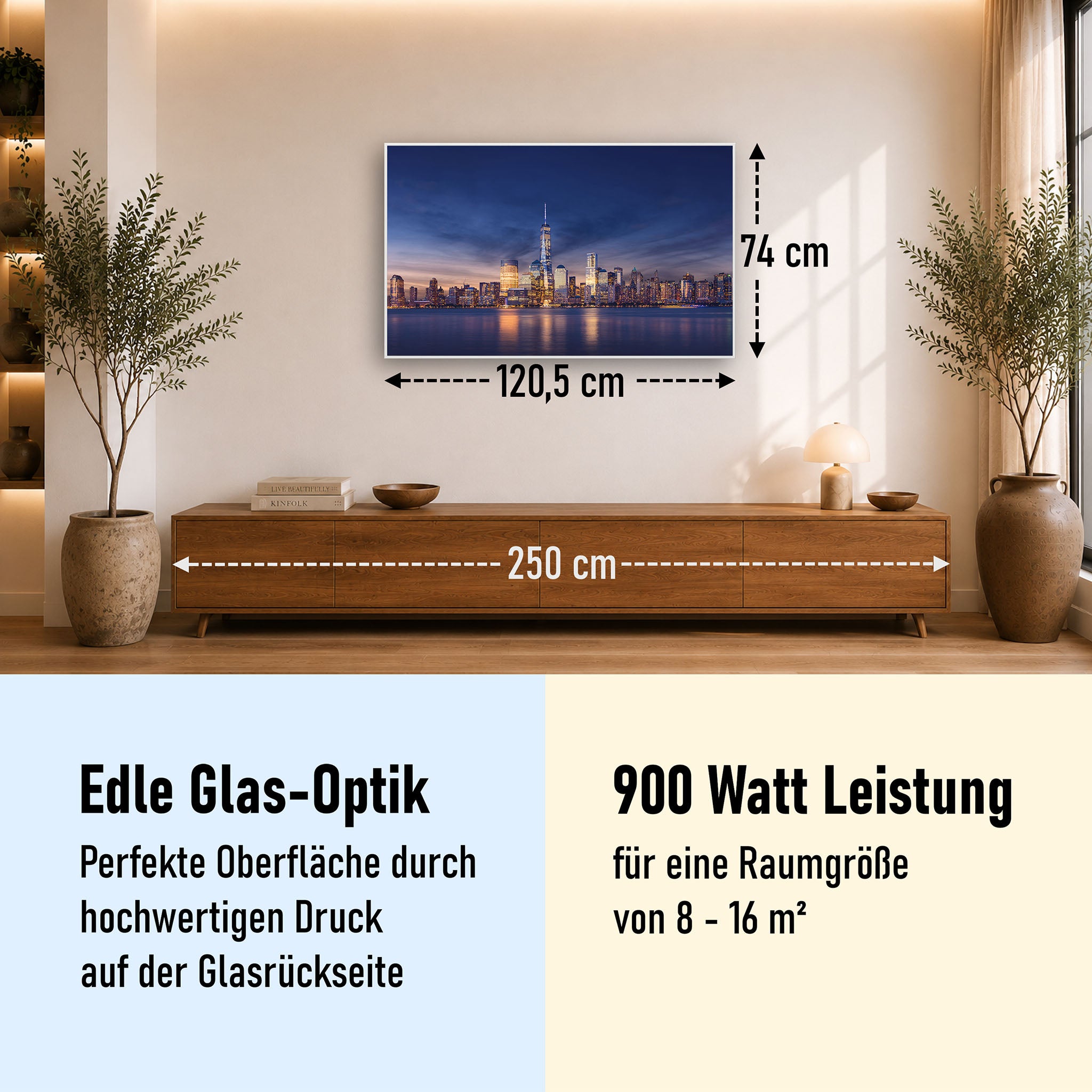 Glas Infrarotheizung 350-1200W Motiv 011 New York Tower One