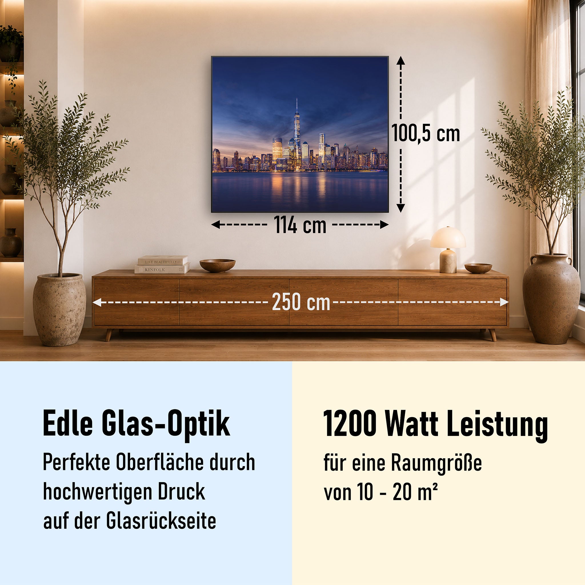Glas Infrarotheizung 350-1200W Motiv 011 New York Tower One