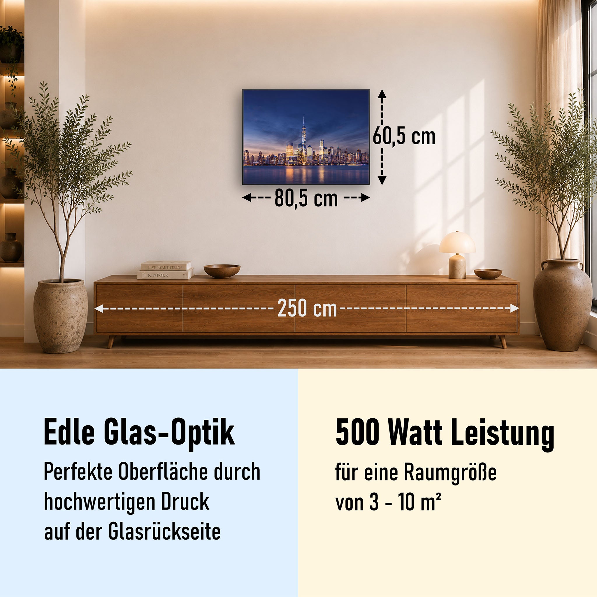 Glas Infrarotheizung 350-1200W Motiv 011 New York Tower One