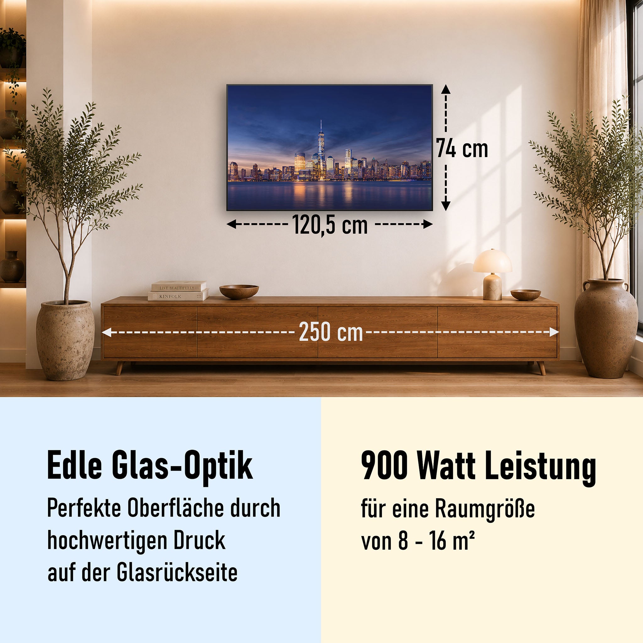 Glas Infrarotheizung 350-1200W Motiv 011 New York Tower One