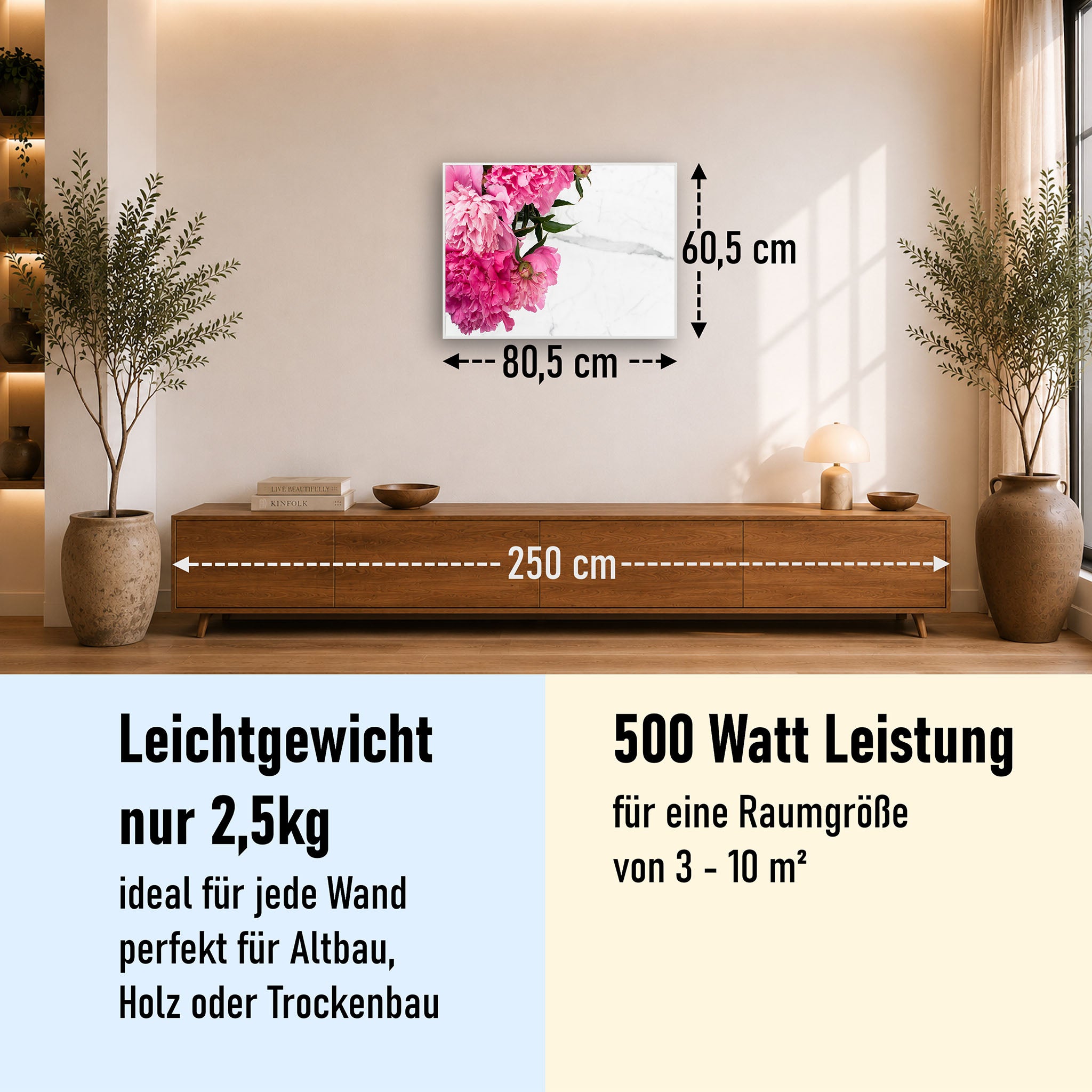 Bild Infrarotheizung 350-1200W Motiv 013 Pfingstrose