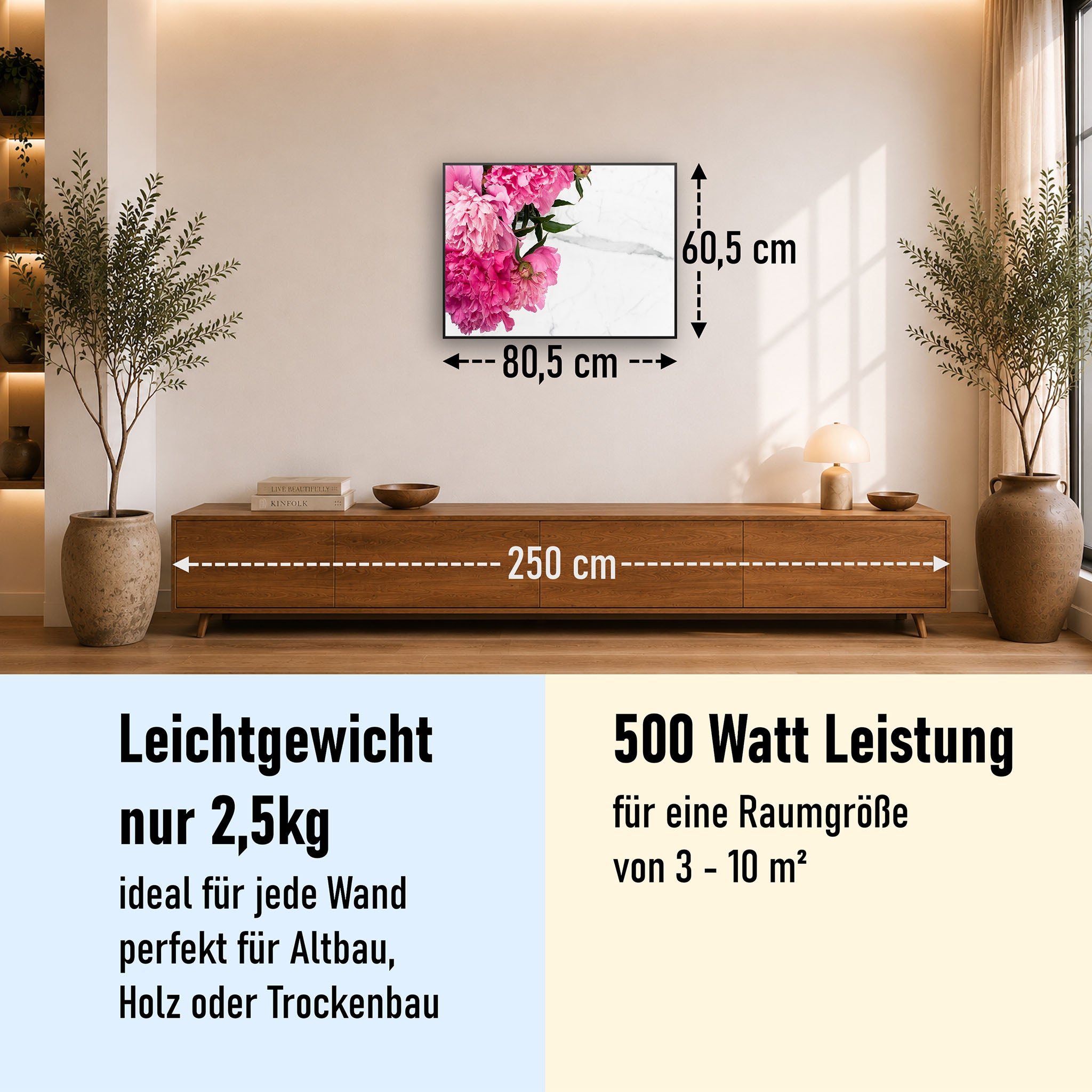 Bild Infrarotheizung 350-1200W Motiv 013 Pfingstrose