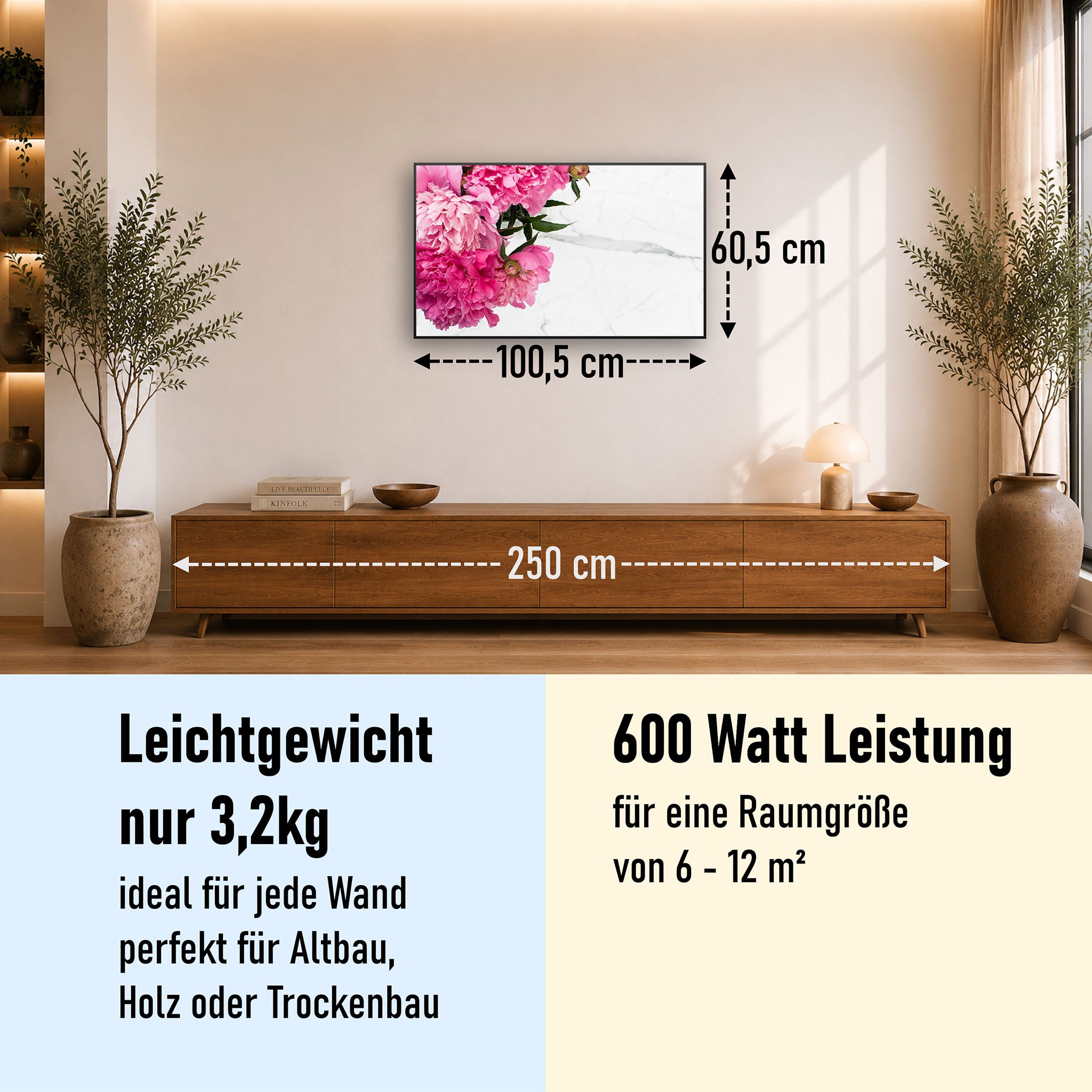 Bild Infrarotheizung 350-1200W Motiv 013 Pfingstrose