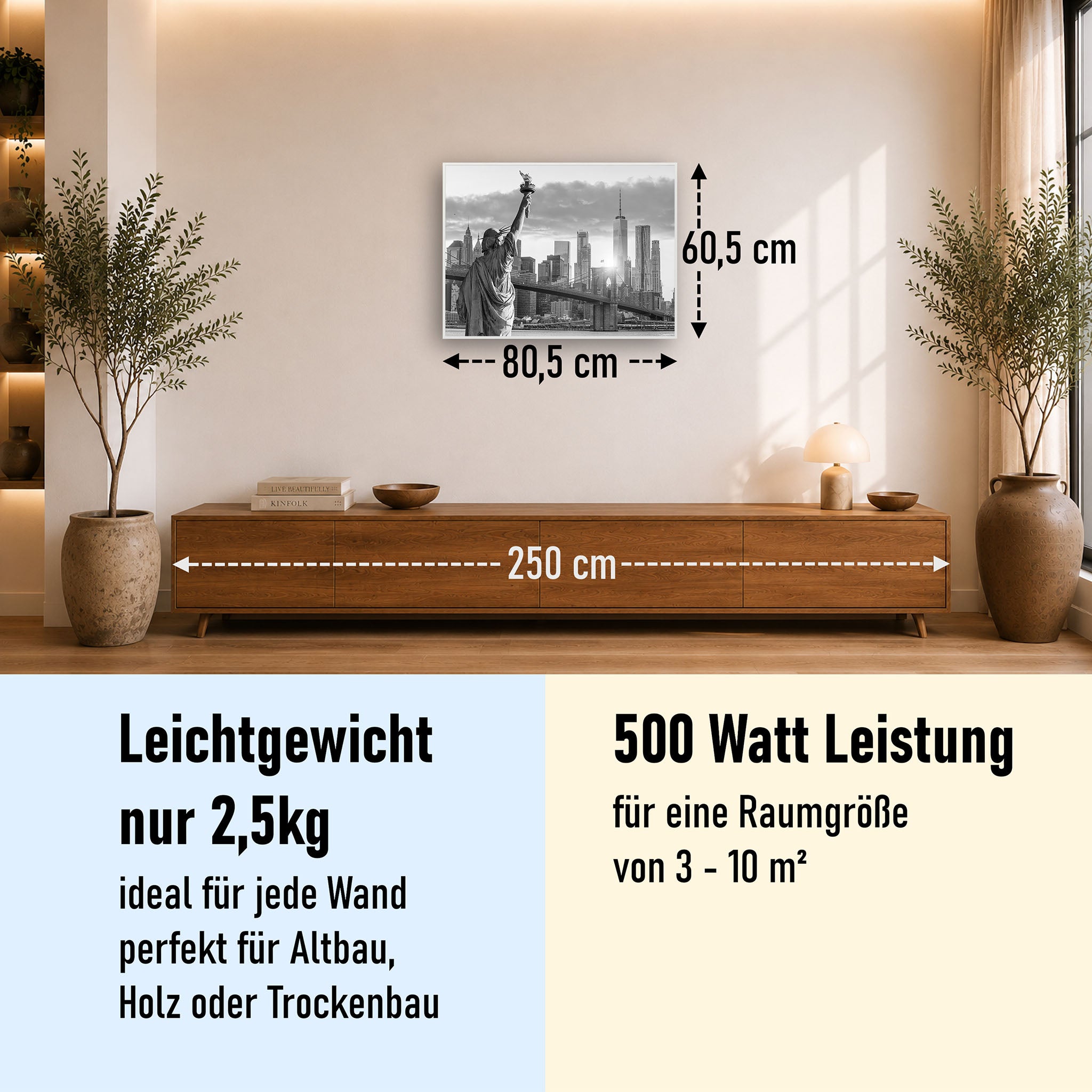 Bild Infrarotheizung 350-1200W Motiv 014 New York Freiheitsstatue