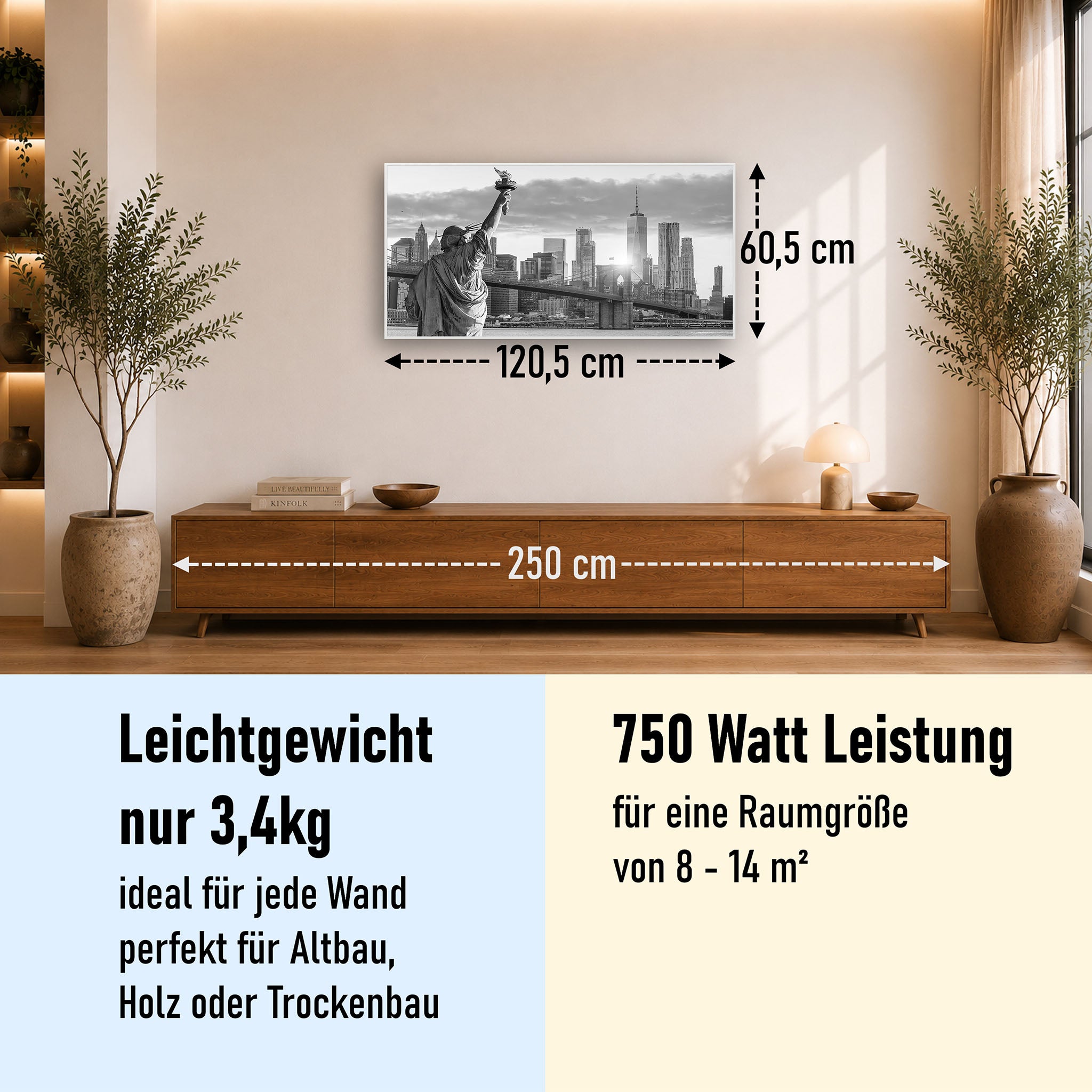 Bild Infrarotheizung 350-1200W Motiv 014 New York Freiheitsstatue