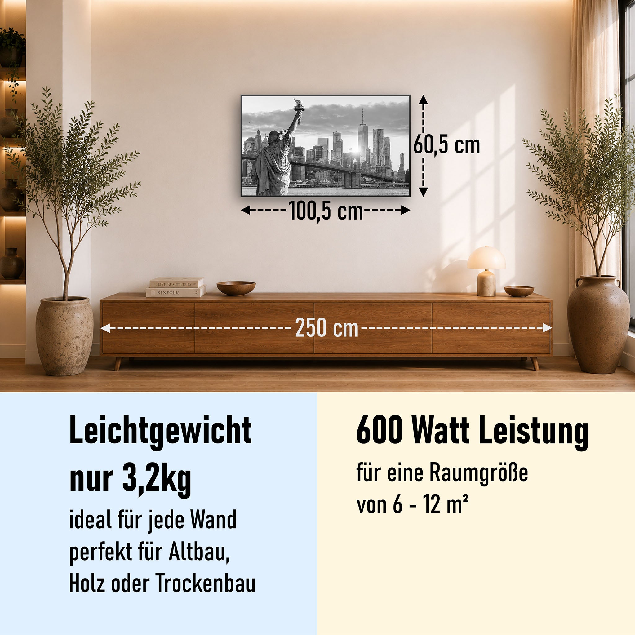 Bild Infrarotheizung 350-1200W Motiv 014 New York Freiheitsstatue