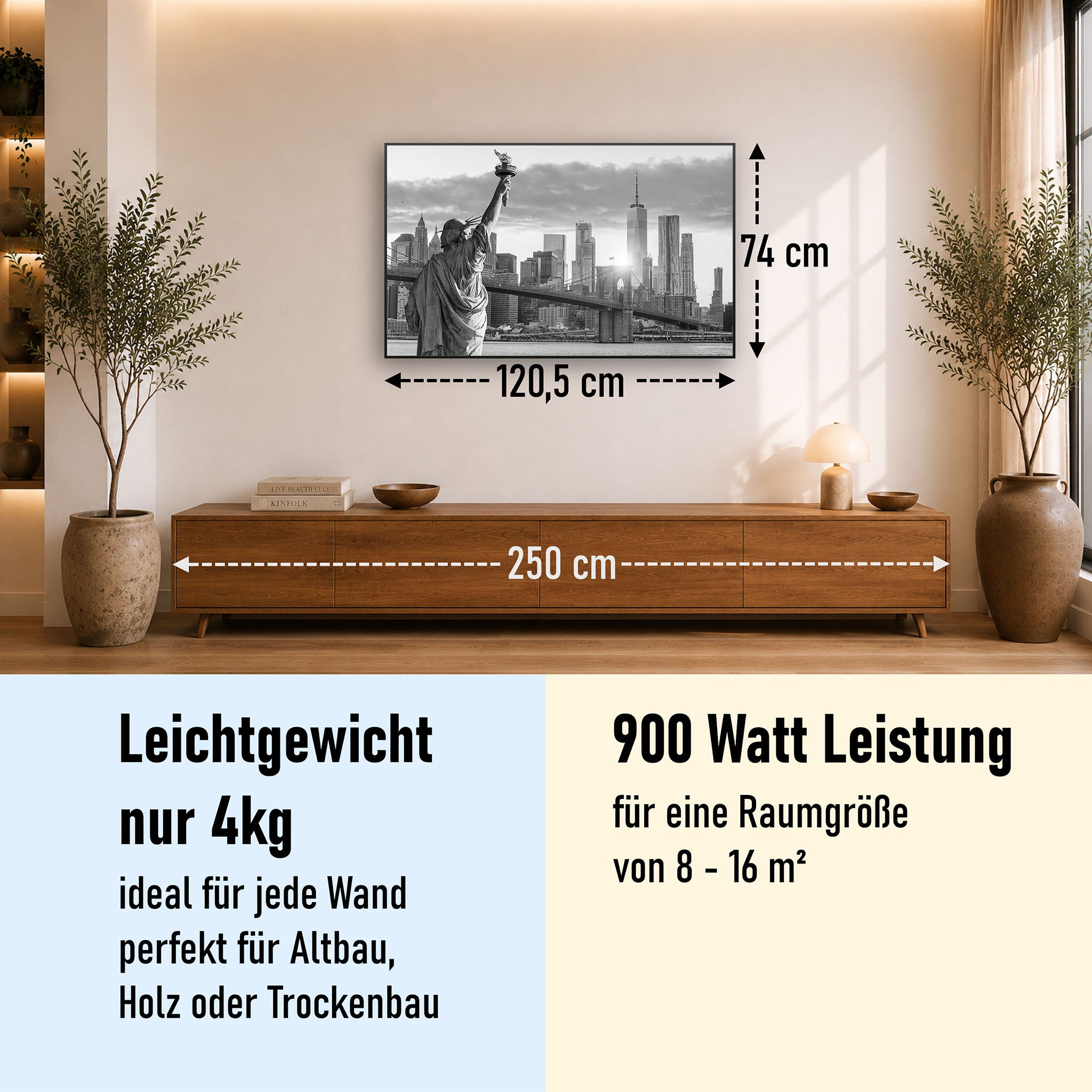 Bild Infrarotheizung 350-1200W Motiv 014 New York Freiheitsstatue