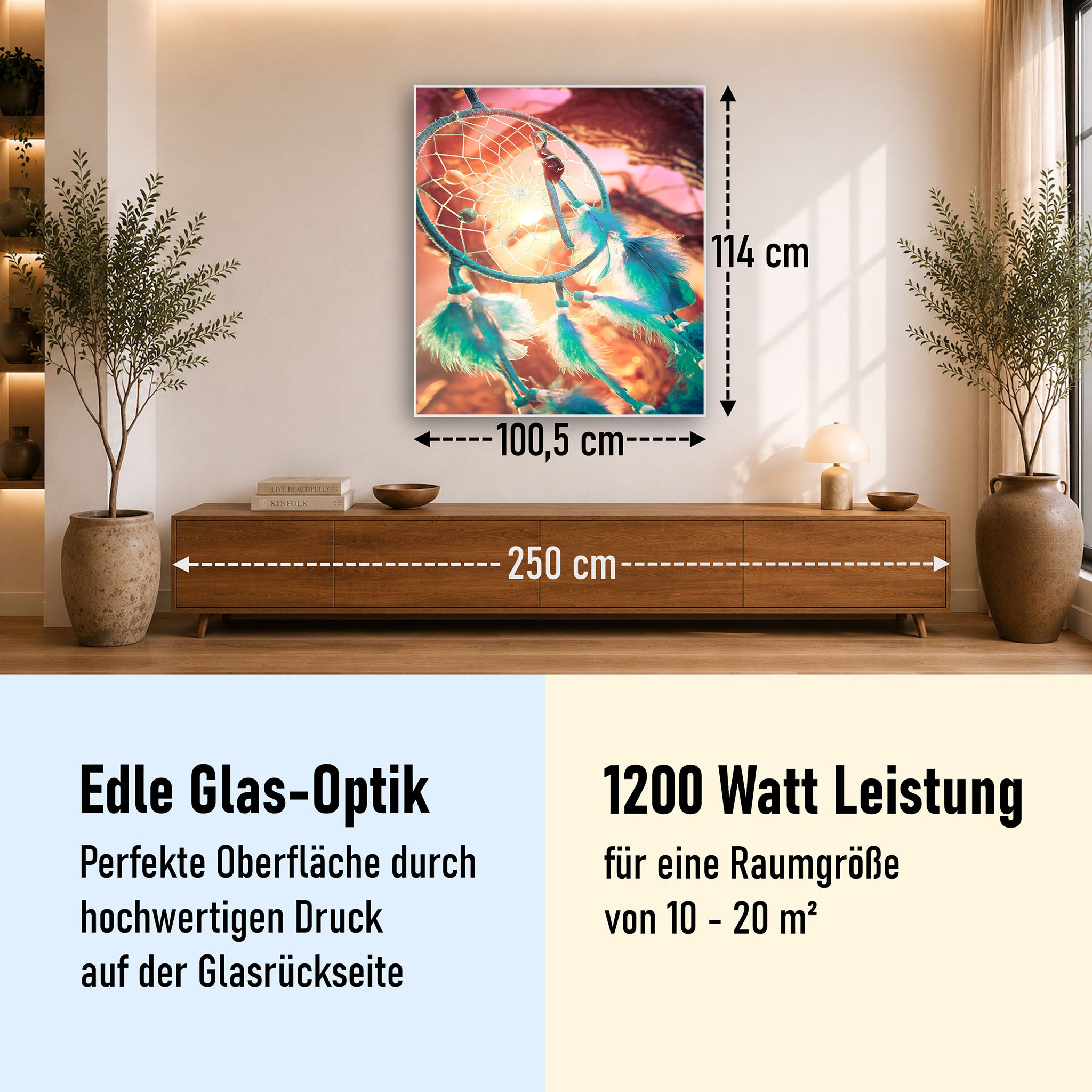 Glas Infrarotheizung 350-1200W Motiv 015H Traumfänger