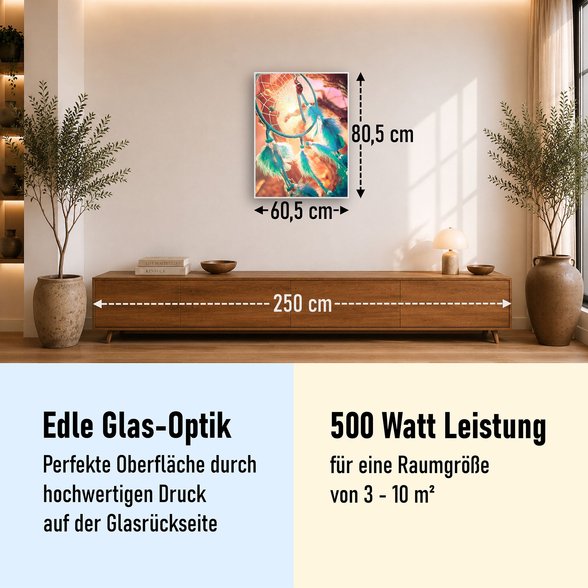 Glas Infrarotheizung 350-1200W Motiv 015H Traumfänger