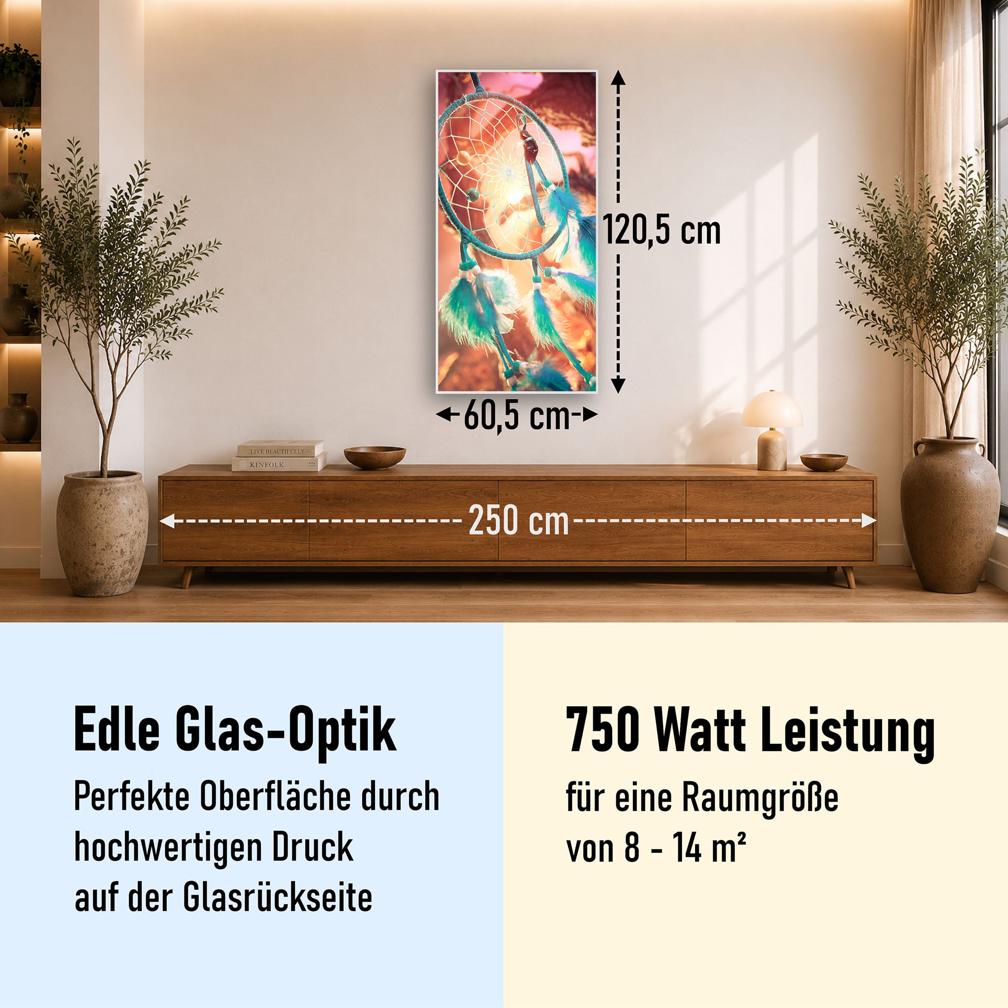 Glas Infrarotheizung 350-1200W Motiv 015H Traumfänger