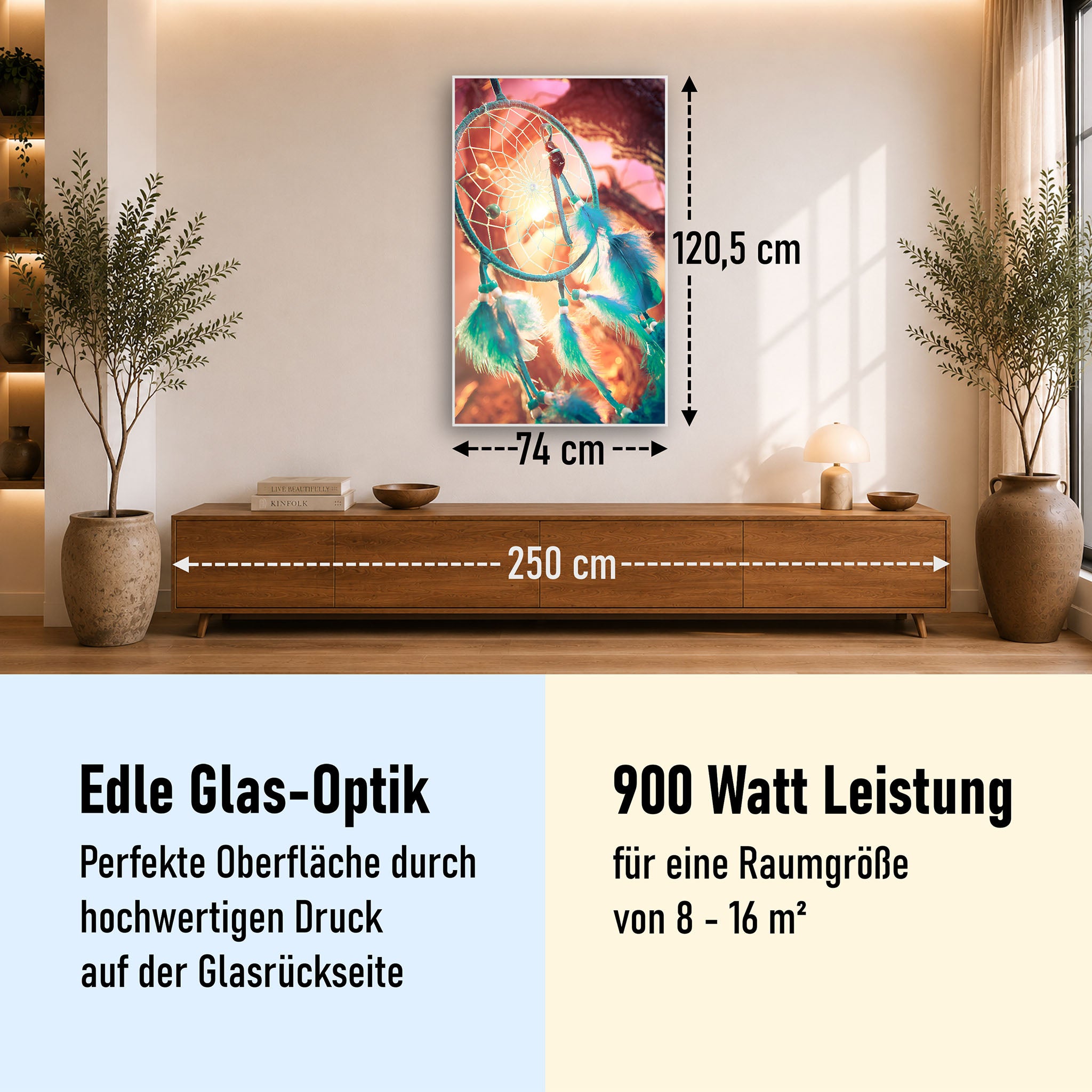 Glas Infrarotheizung 350-1200W Motiv 015H Traumfänger