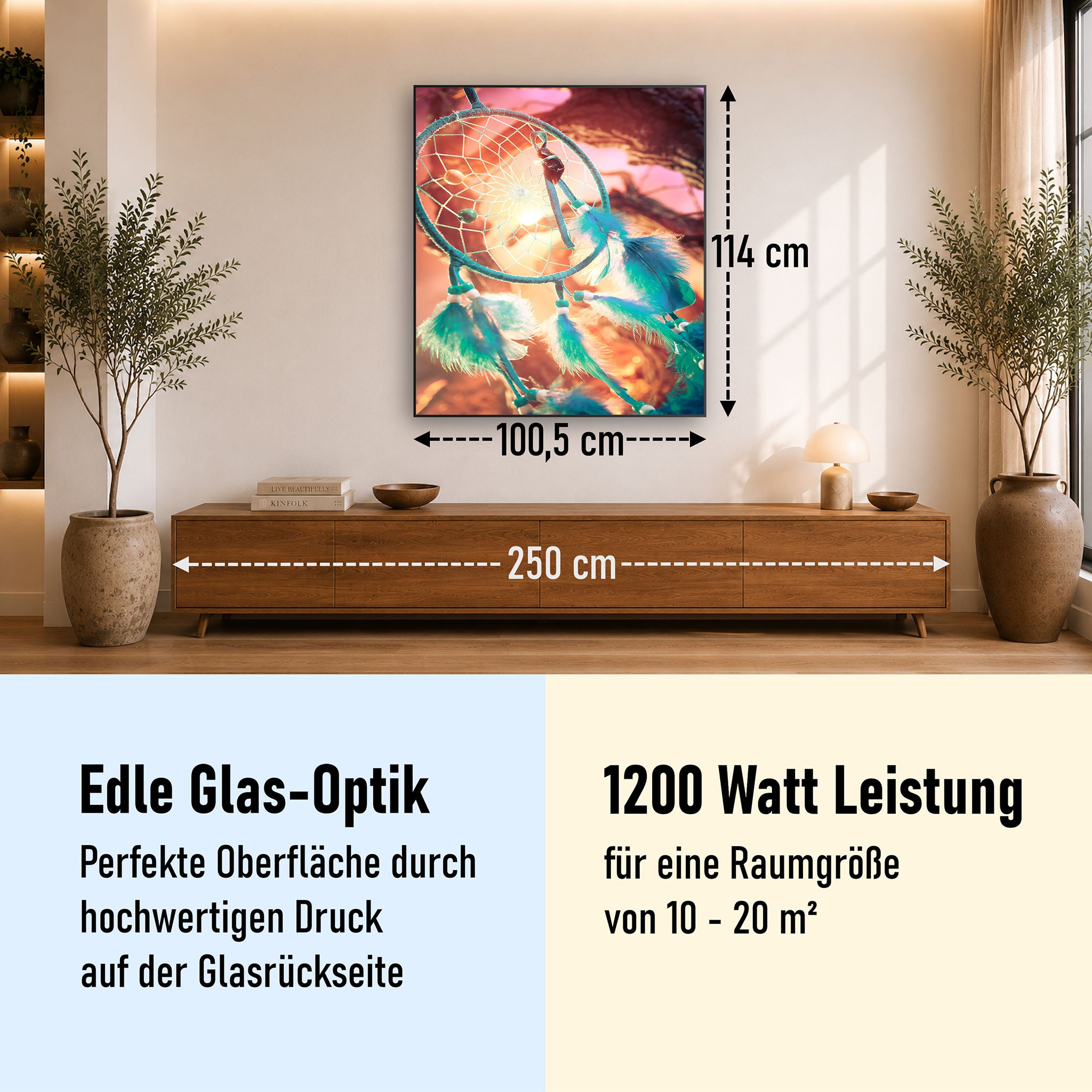 Glas Infrarotheizung 350-1200W Motiv 015H Traumfänger