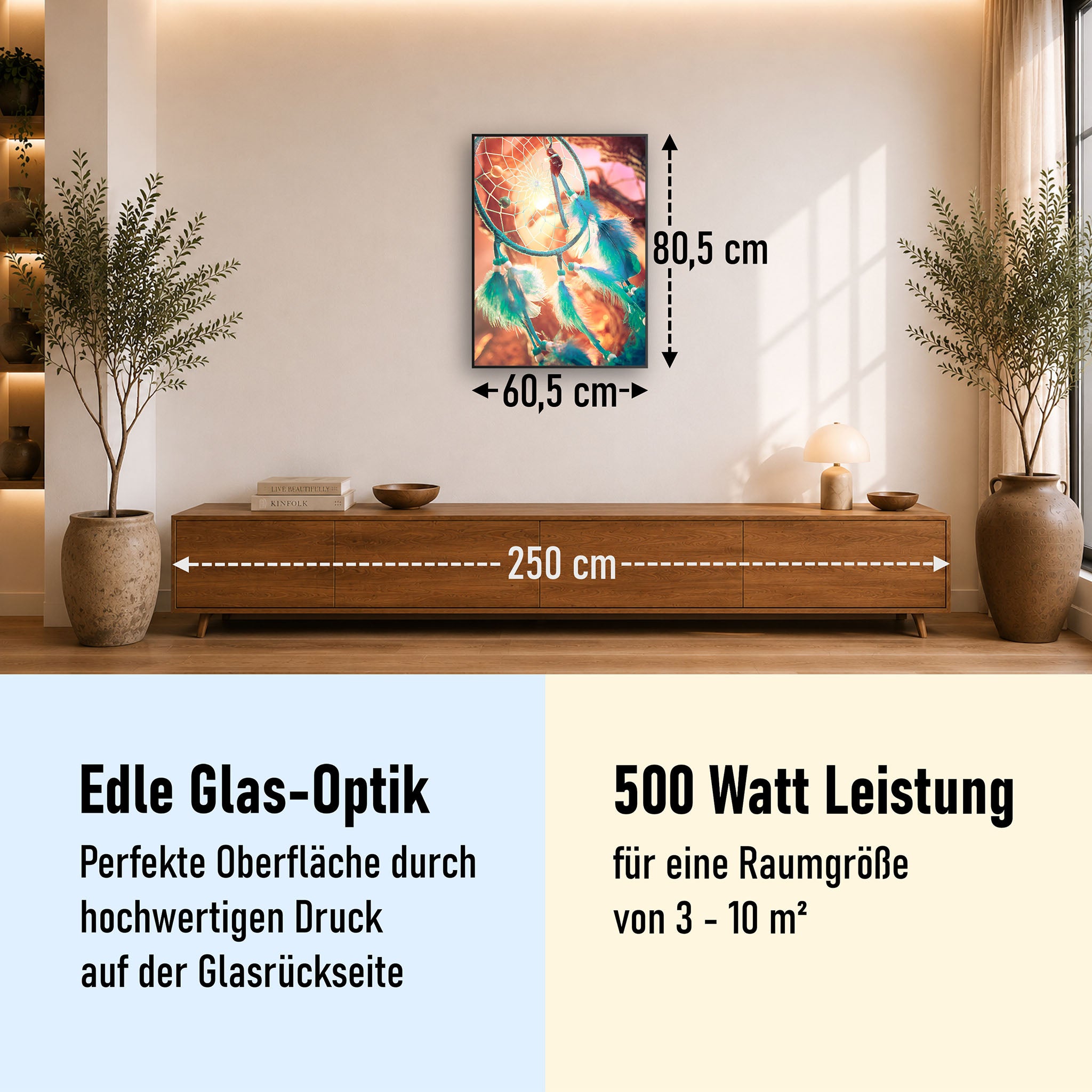 Glas Infrarotheizung 350-1200W Motiv 015H Traumfänger