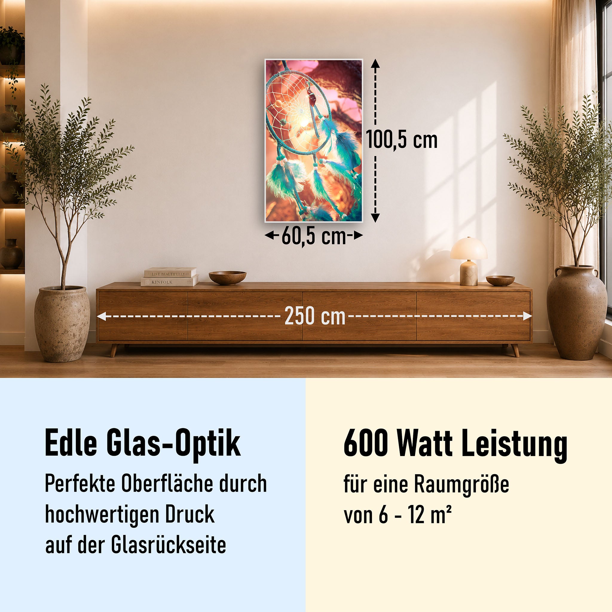 Glas Infrarotheizung 350-1200W Motiv 015H Traumfänger