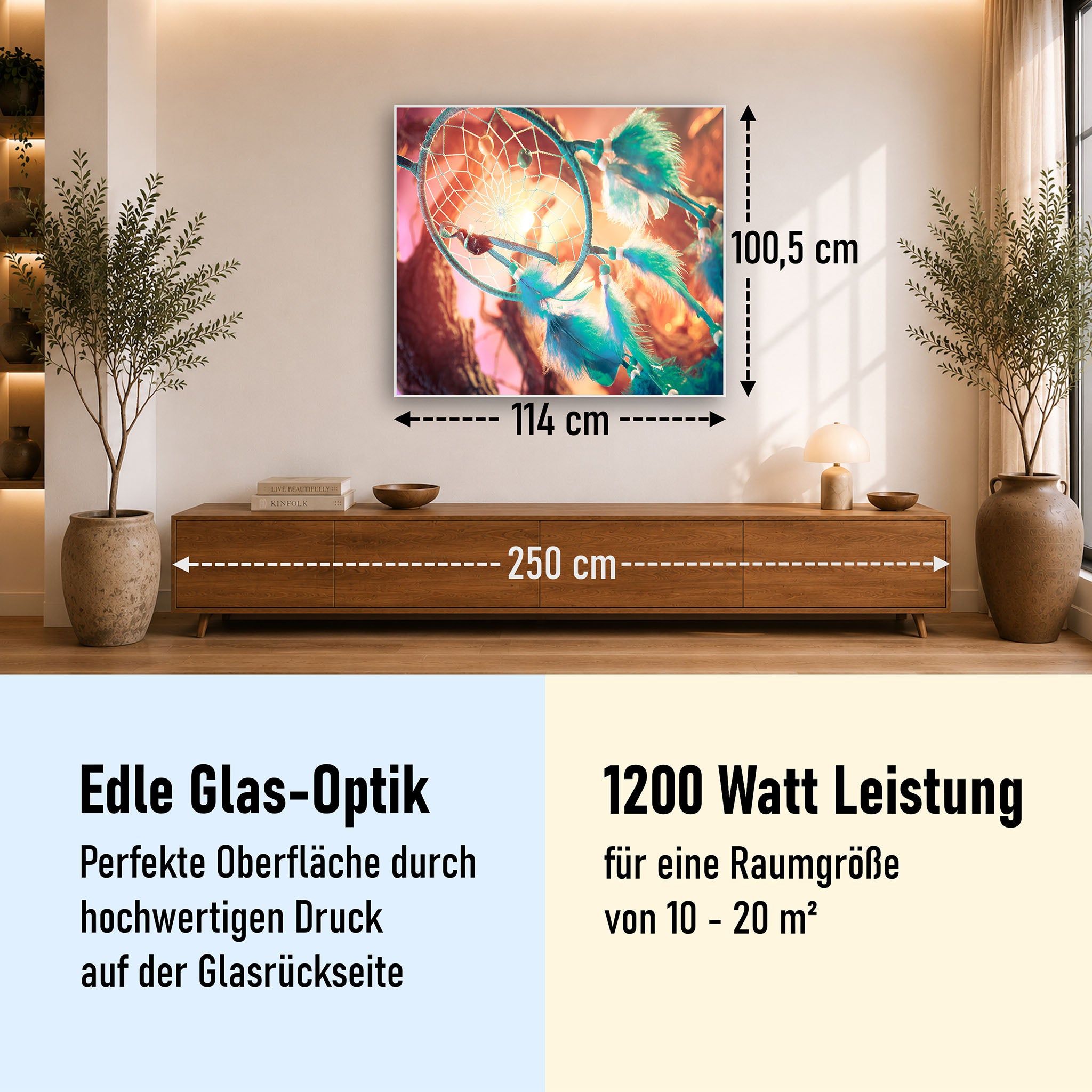Glas Infrarotheizung 350-1200W Motiv 015 Traumfänger