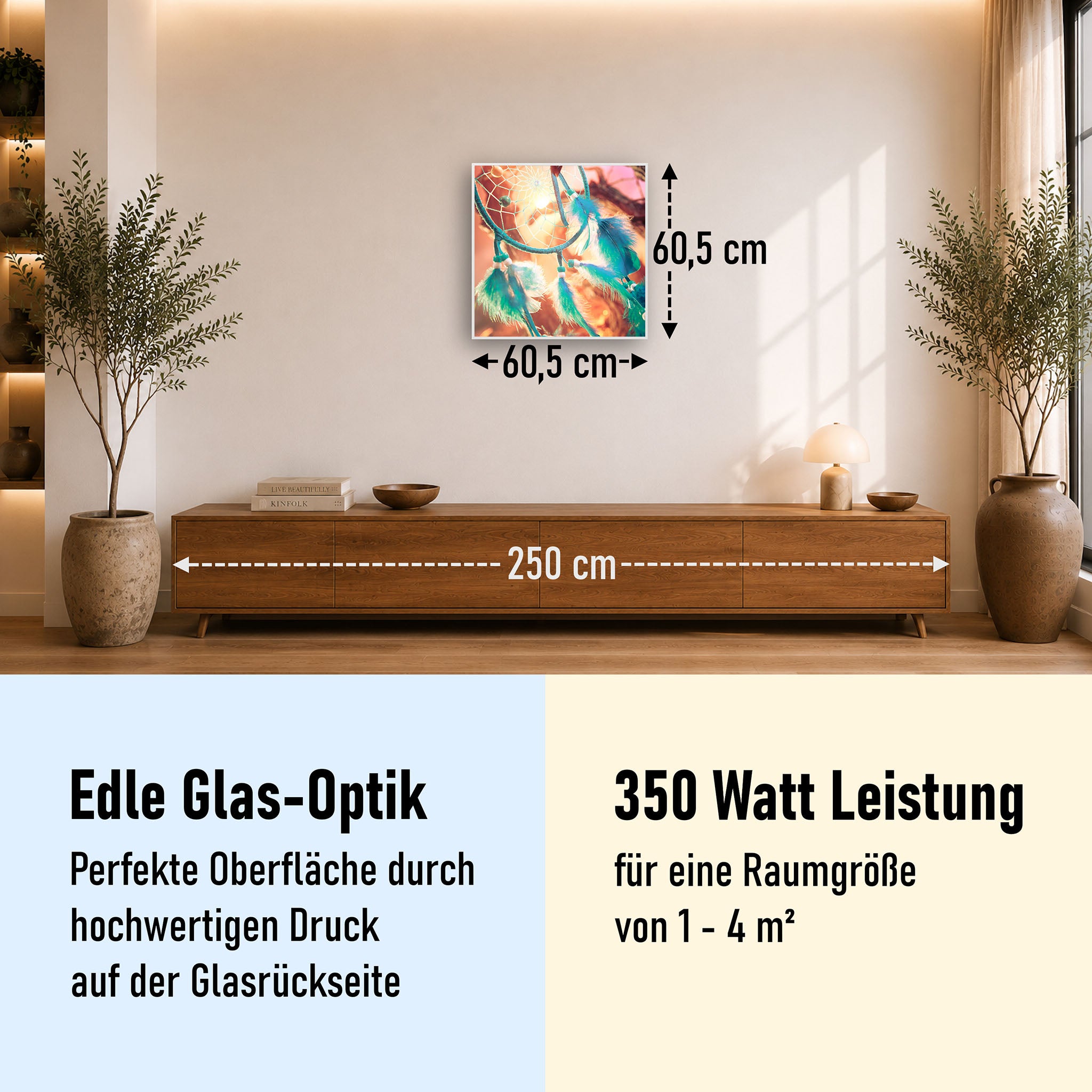Glas Infrarotheizung 350-1200W Motiv 015 Traumfänger
