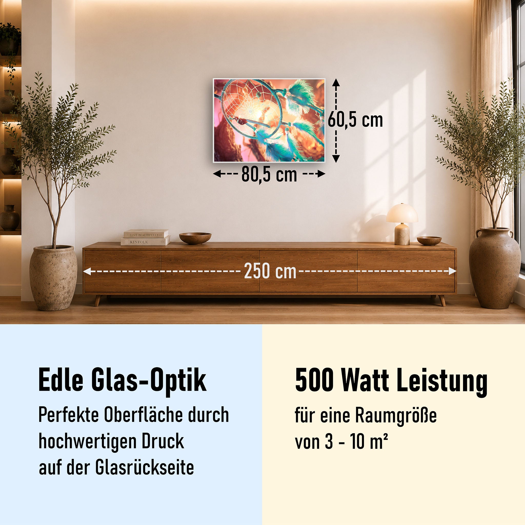 Glas Infrarotheizung 350-1200W Motiv 015 Traumfänger