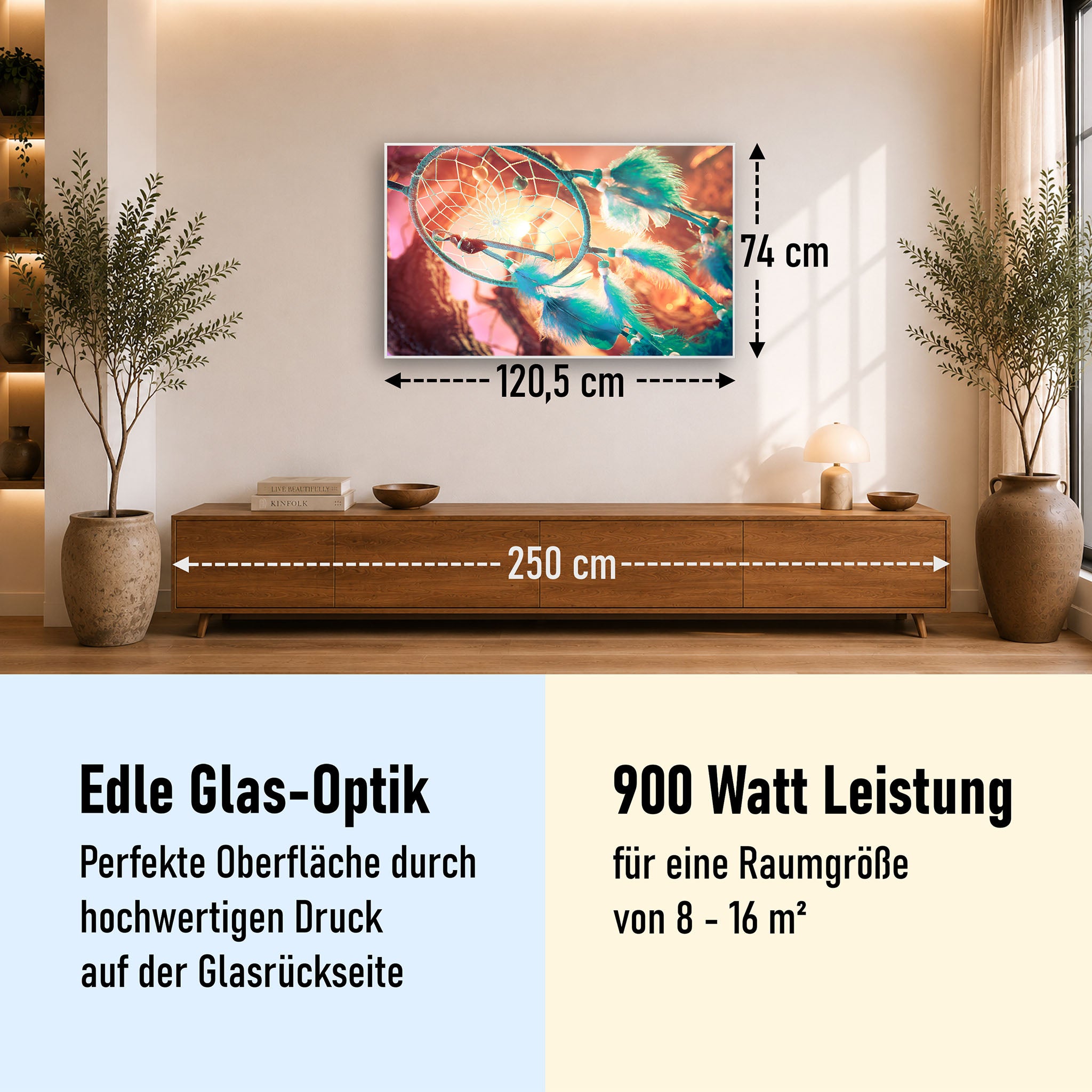 Glas Infrarotheizung 350-1200W Motiv 015 Traumfänger