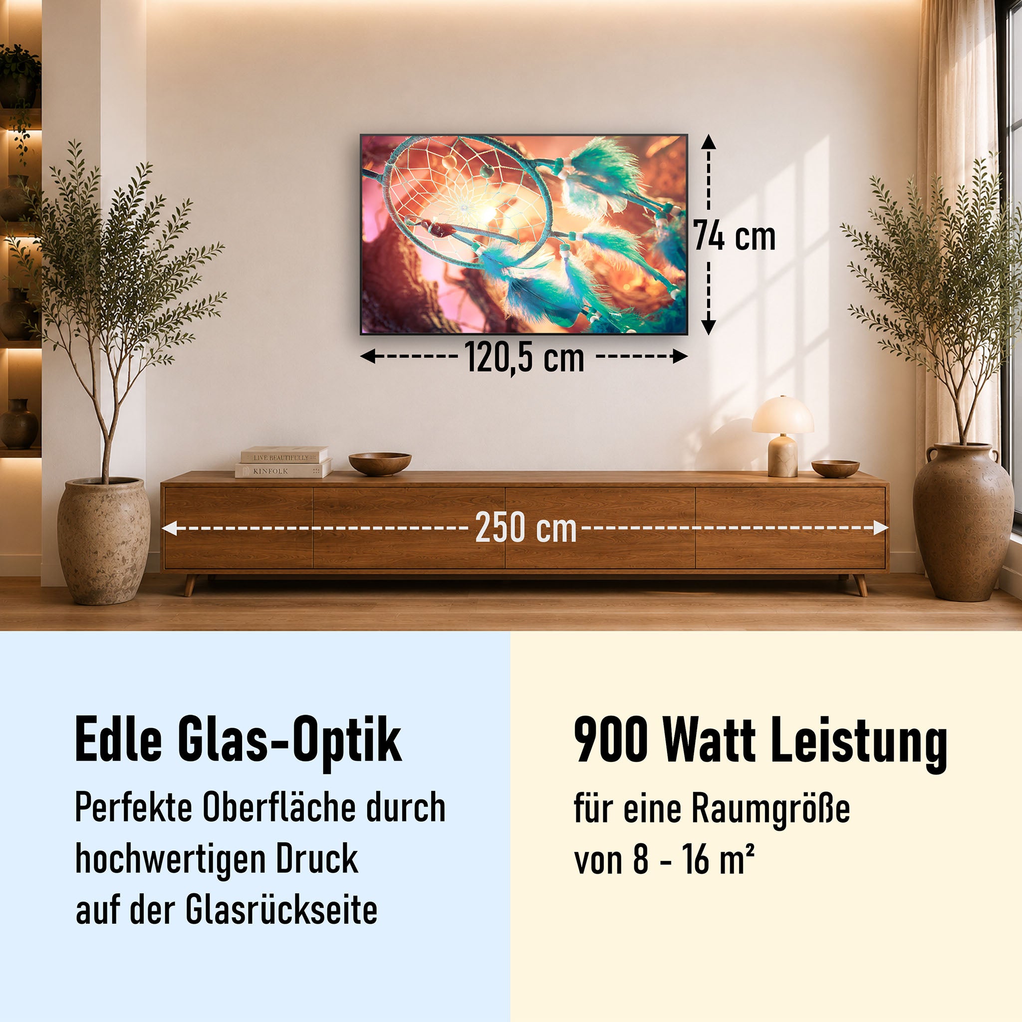 Glas Infrarotheizung 350-1200W Motiv 015 Traumfänger