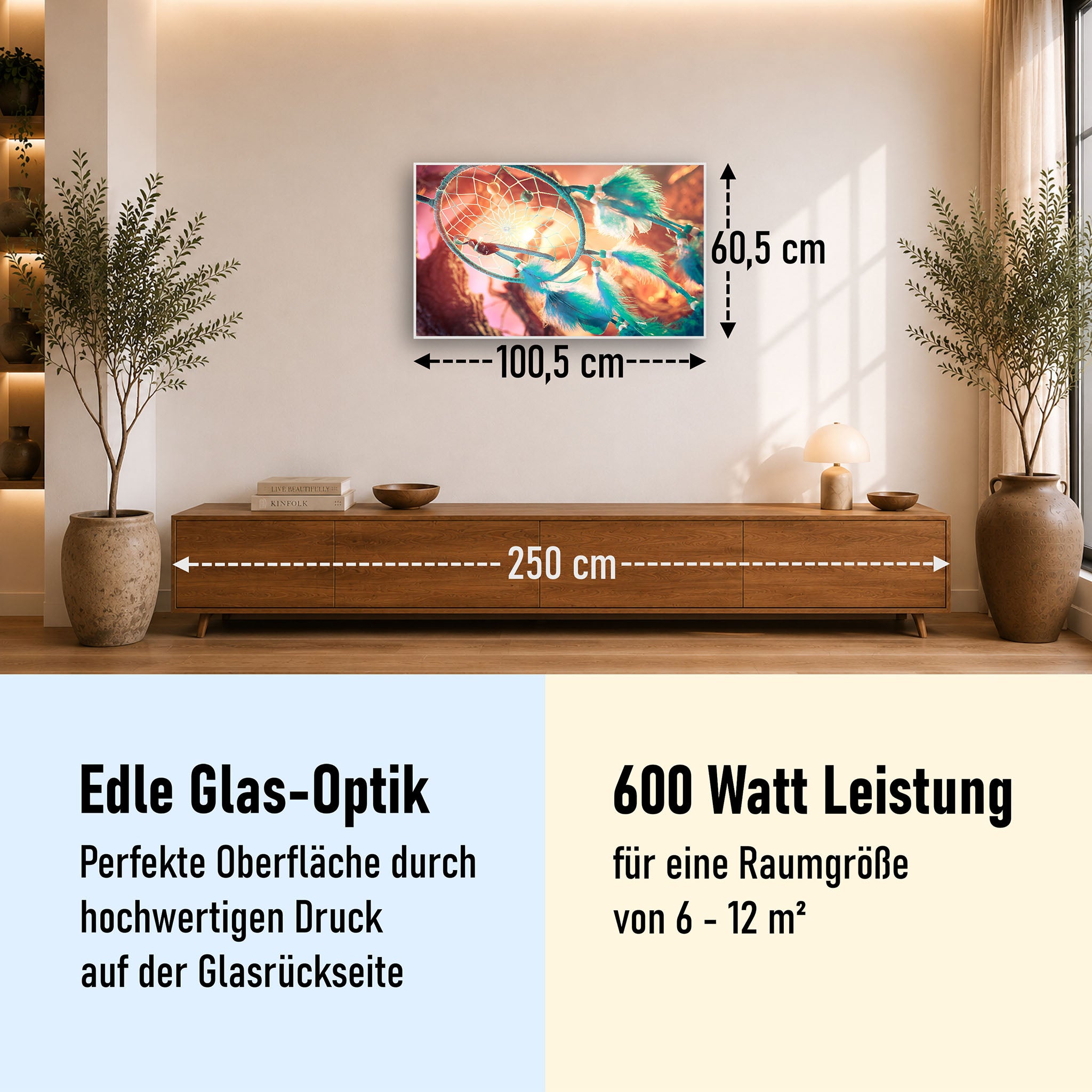 Glas Infrarotheizung 350-1200W Motiv 015 Traumfänger