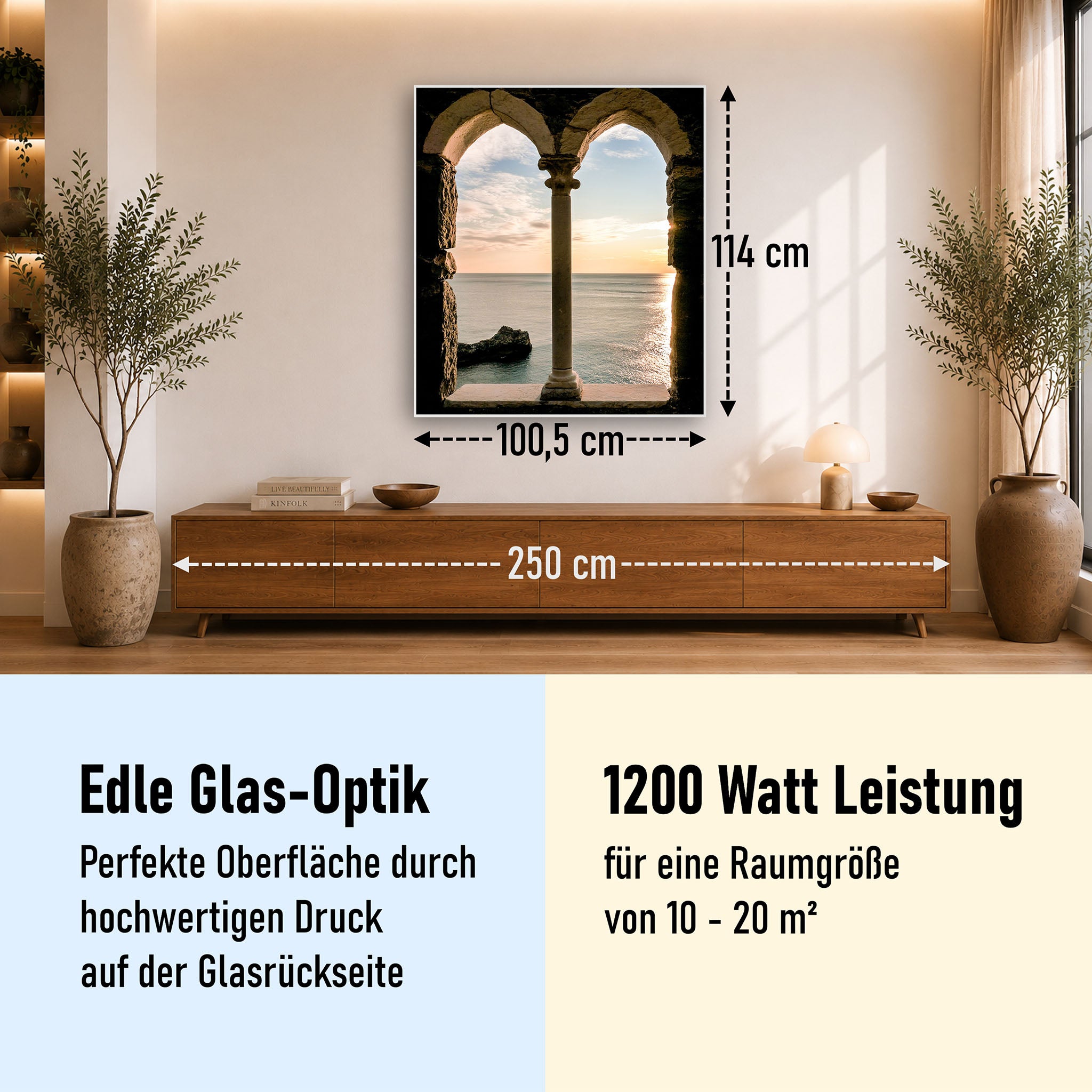 Glas Infrarotheizung 350-1200W Motiv 016H Fenster