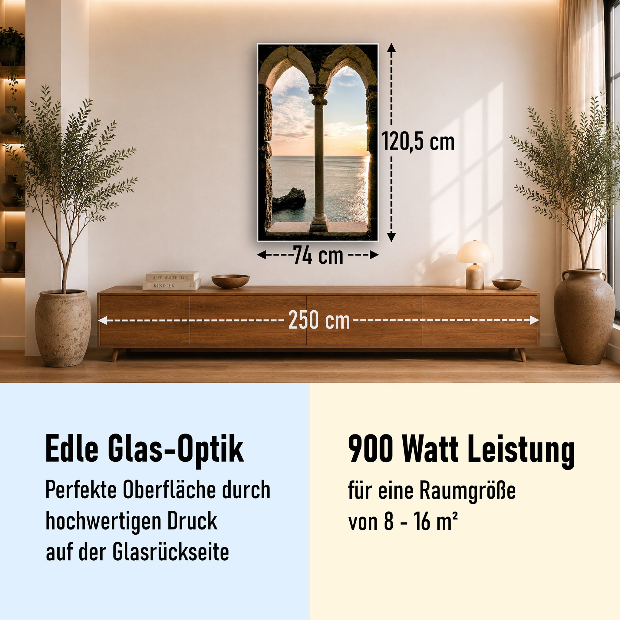 Glas Infrarotheizung 350-1200W Motiv 016H Fenster