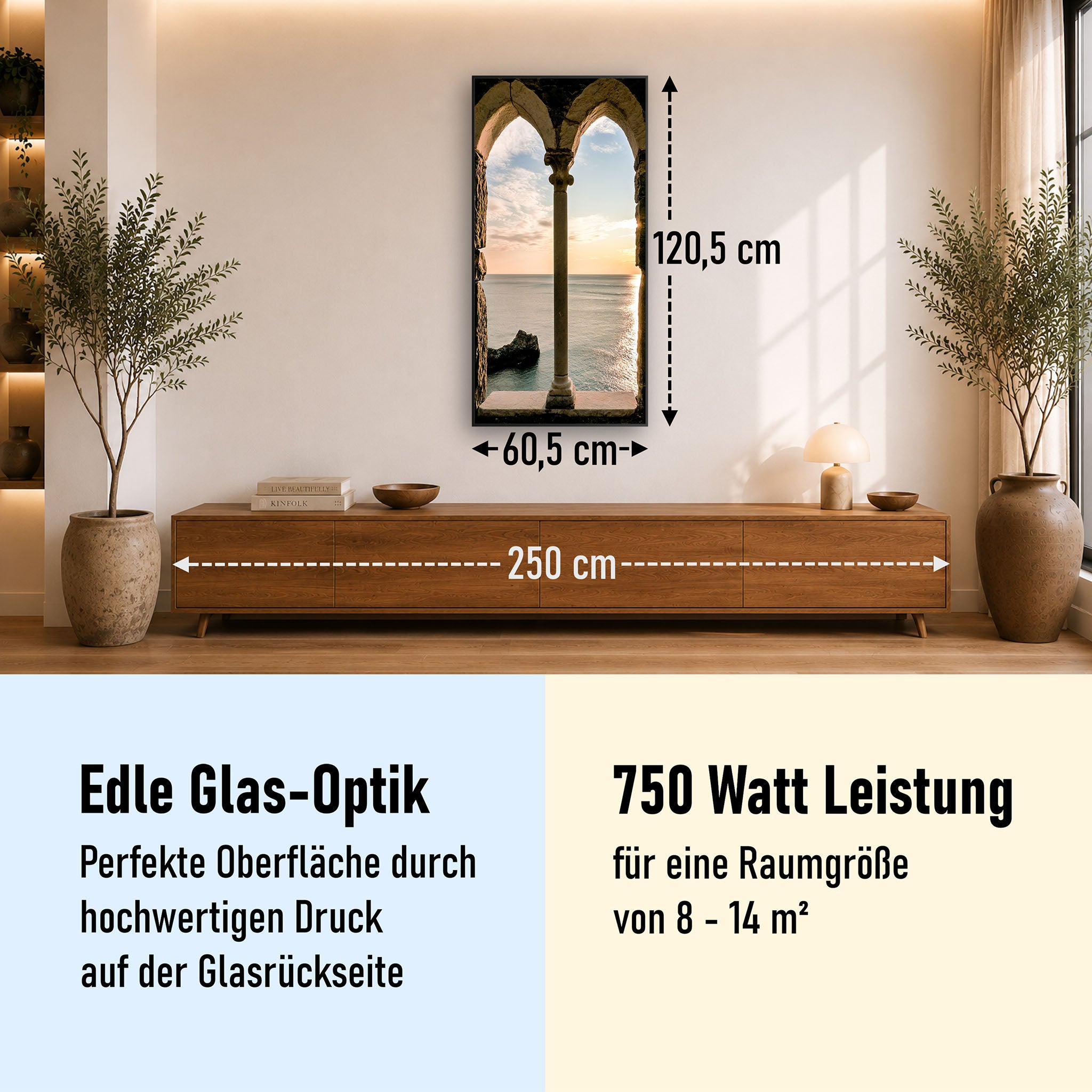 Glas Infrarotheizung 350-1200W Motiv 016H Fenster