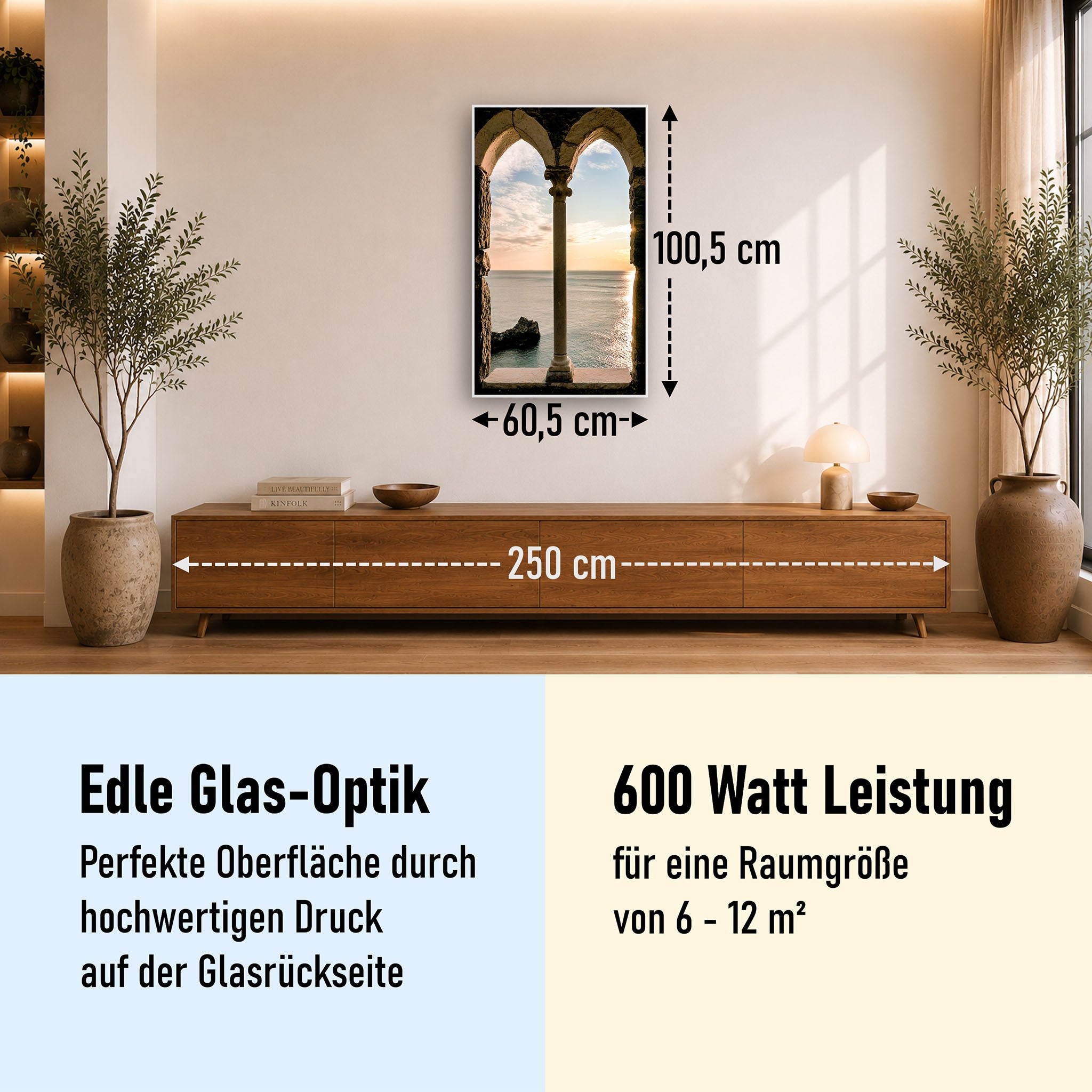 Glas Infrarotheizung 350-1200W Motiv 016H Fenster