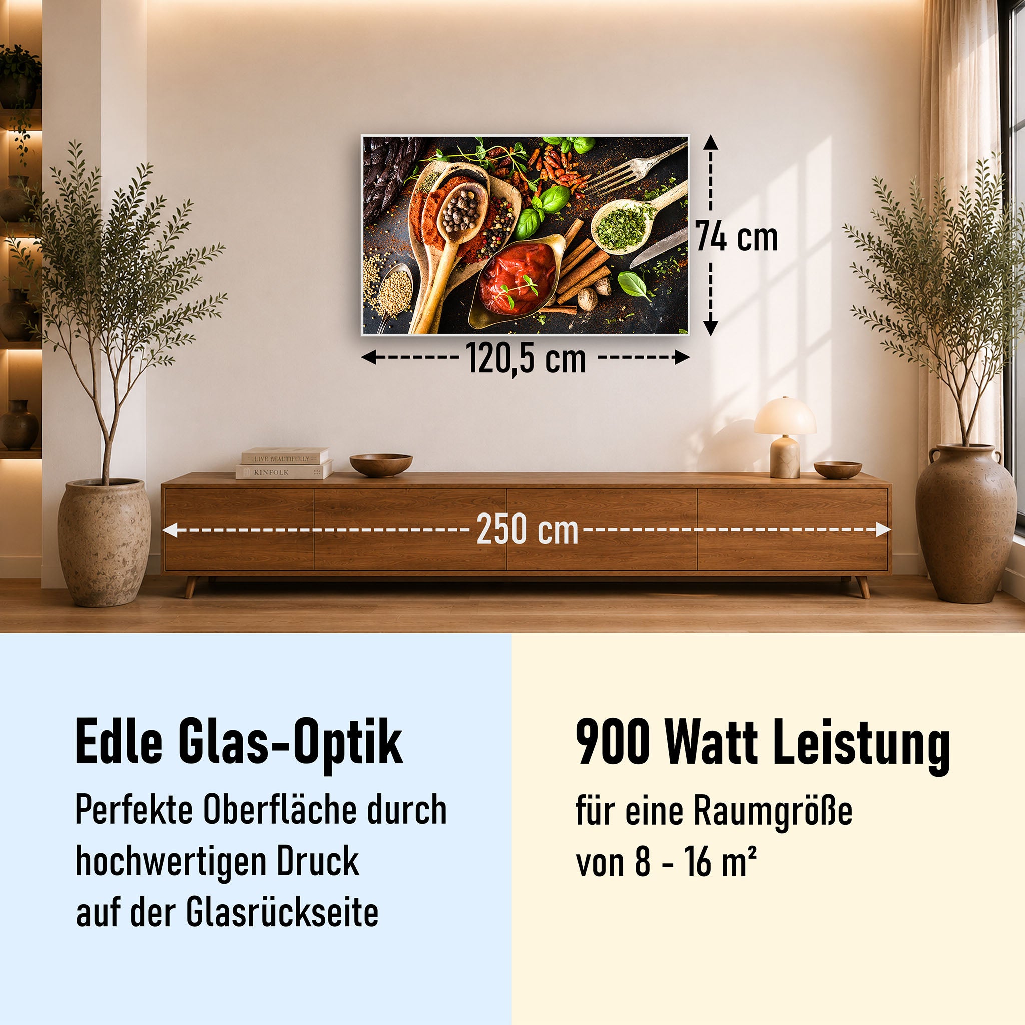 Glas Infrarotheizung 350-1200W Motiv 019 Gewürze