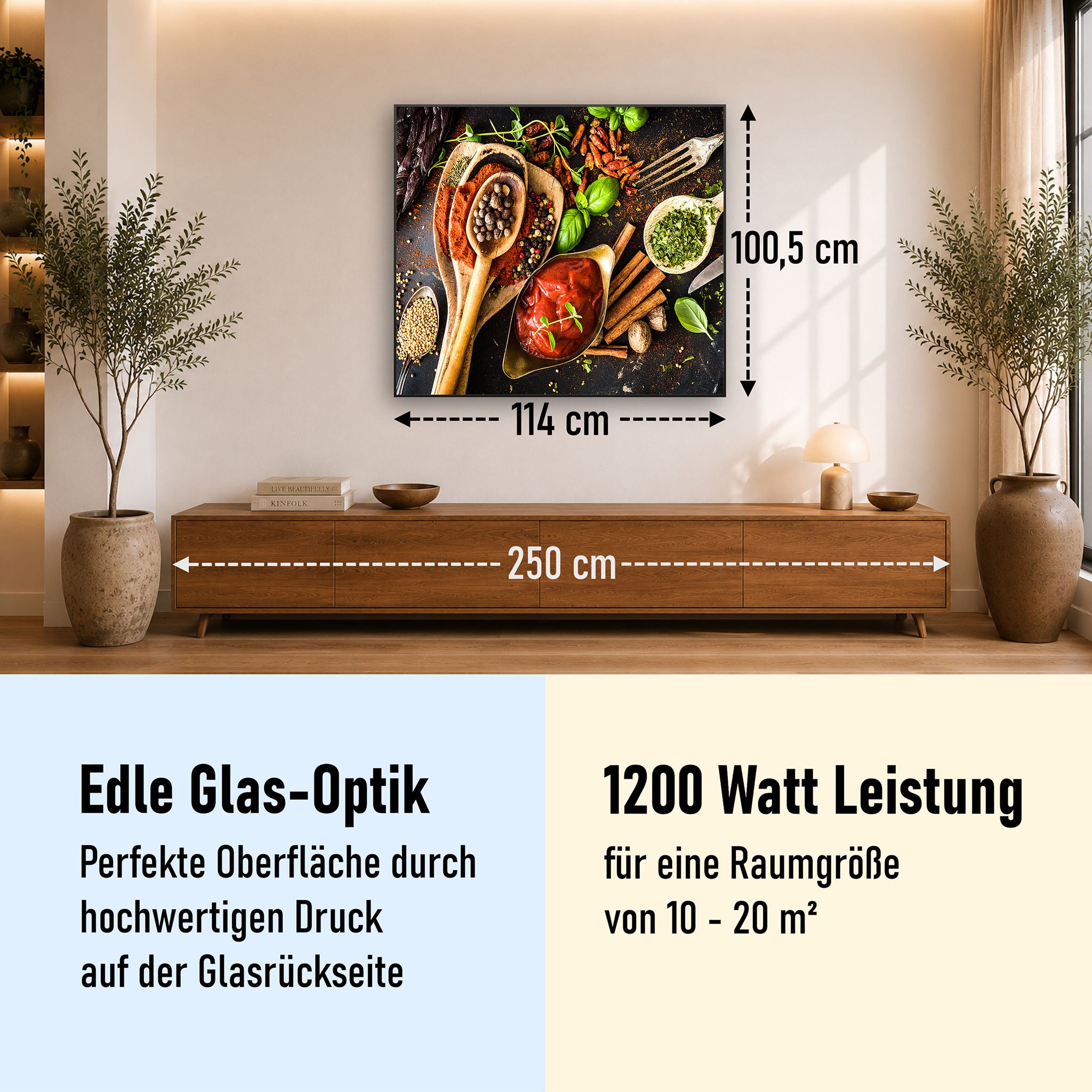 Glas Infrarotheizung 350-1200W Motiv 019 Gewürze
