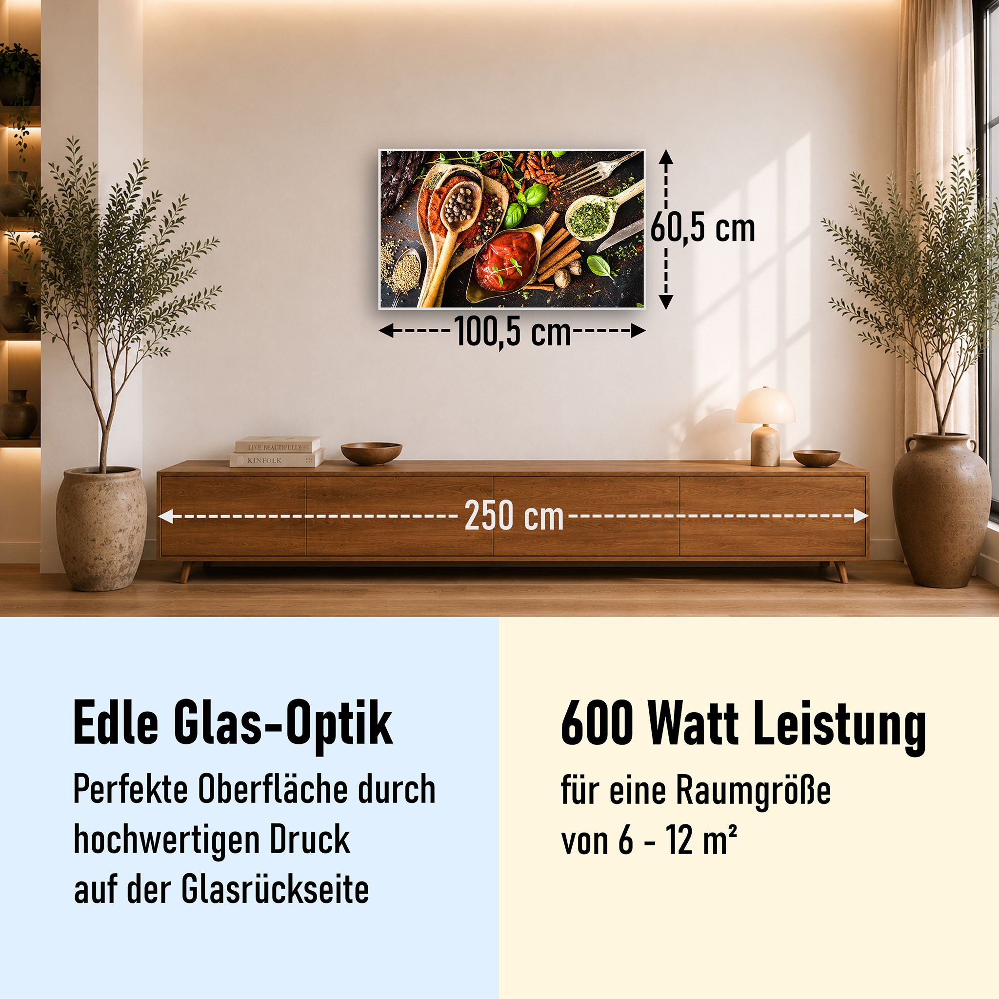 Glas Infrarotheizung 350-1200W Motiv 019 Gewürze