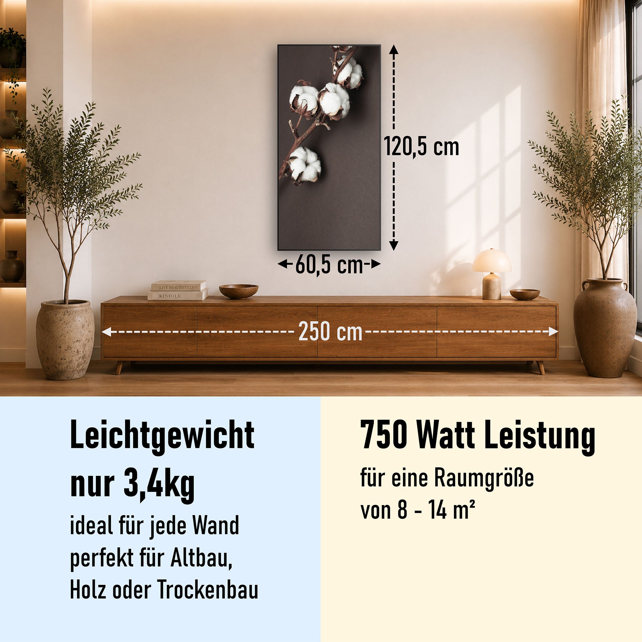 Bild Infrarotheizung 350-1200W Motiv 020H Baumwollpflanze