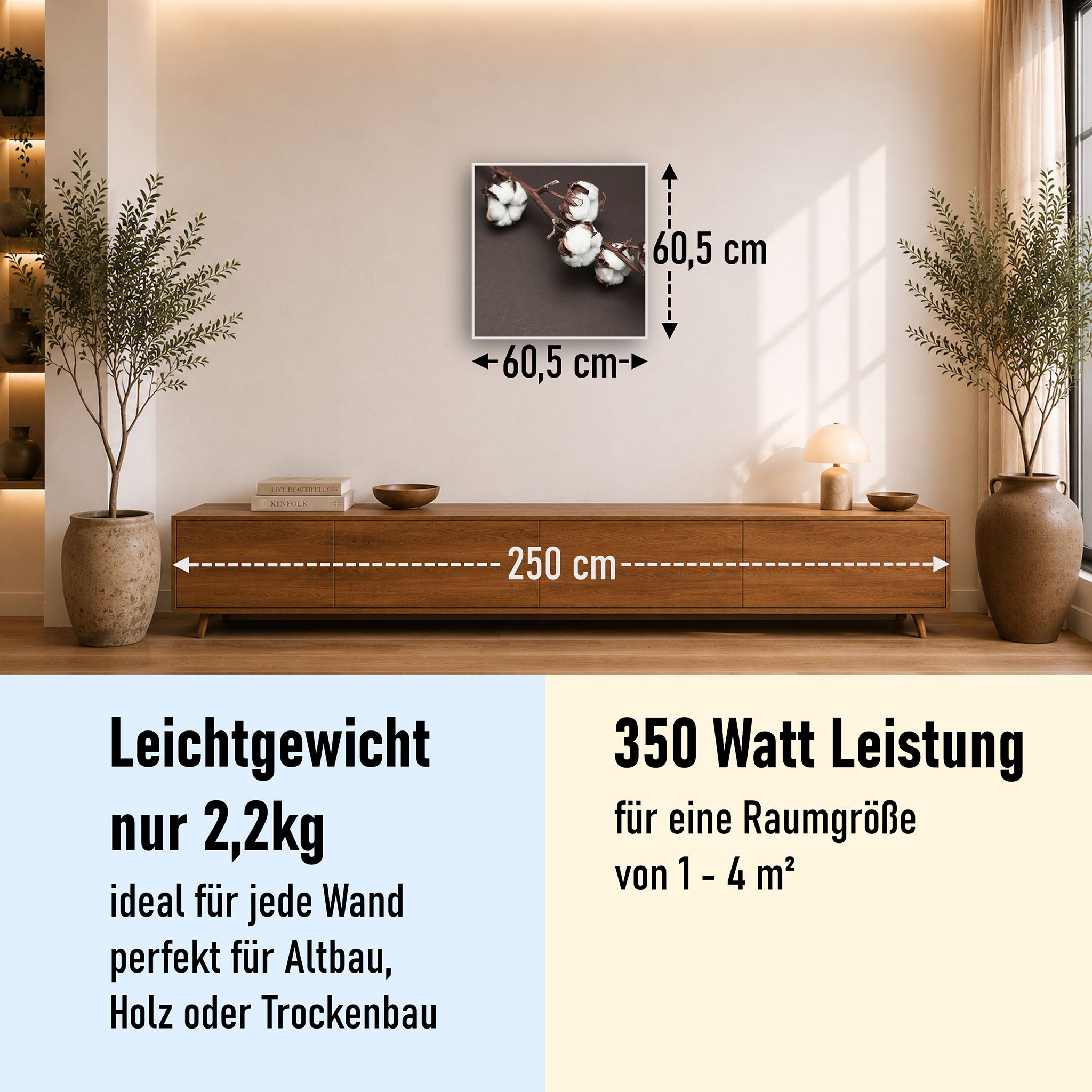 Bild Infrarotheizung 350-1200W Motiv 020 Baumwollpflanze