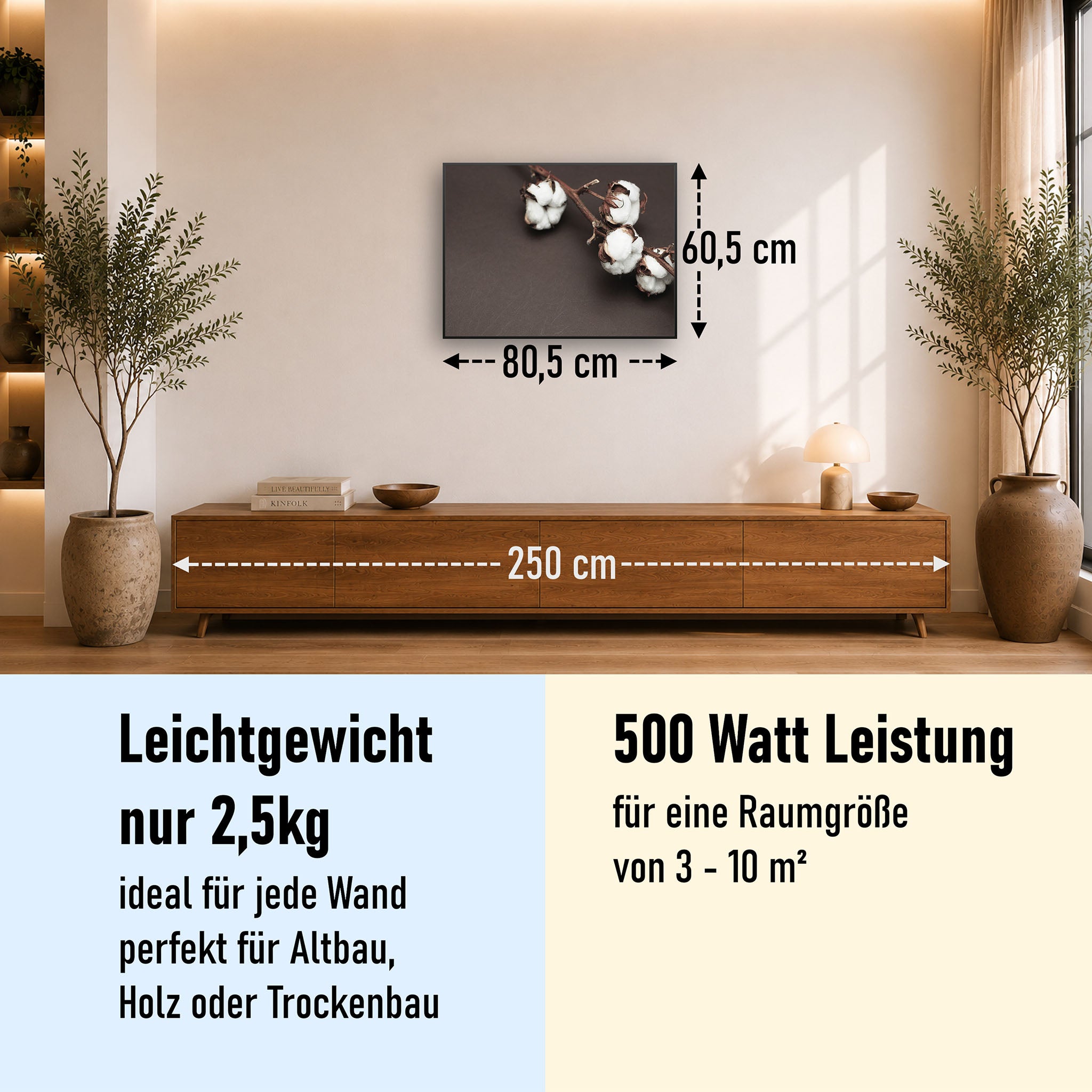 Bild Infrarotheizung 350-1200W Motiv 020 Baumwollpflanze