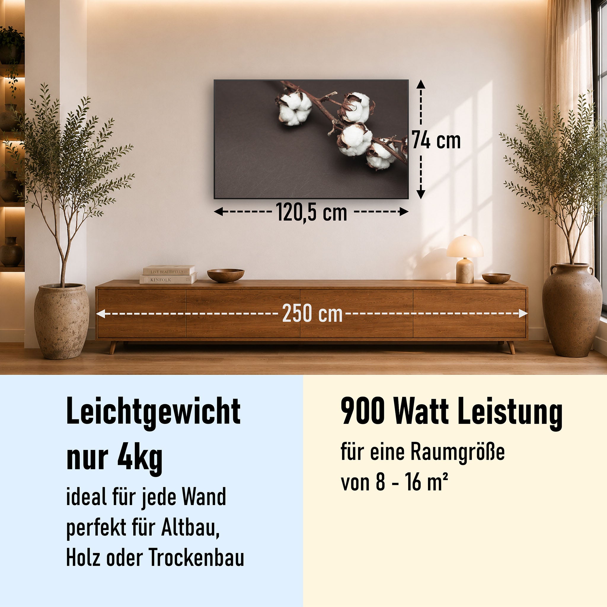 Bild Infrarotheizung 350-1200W Motiv 020 Baumwollpflanze