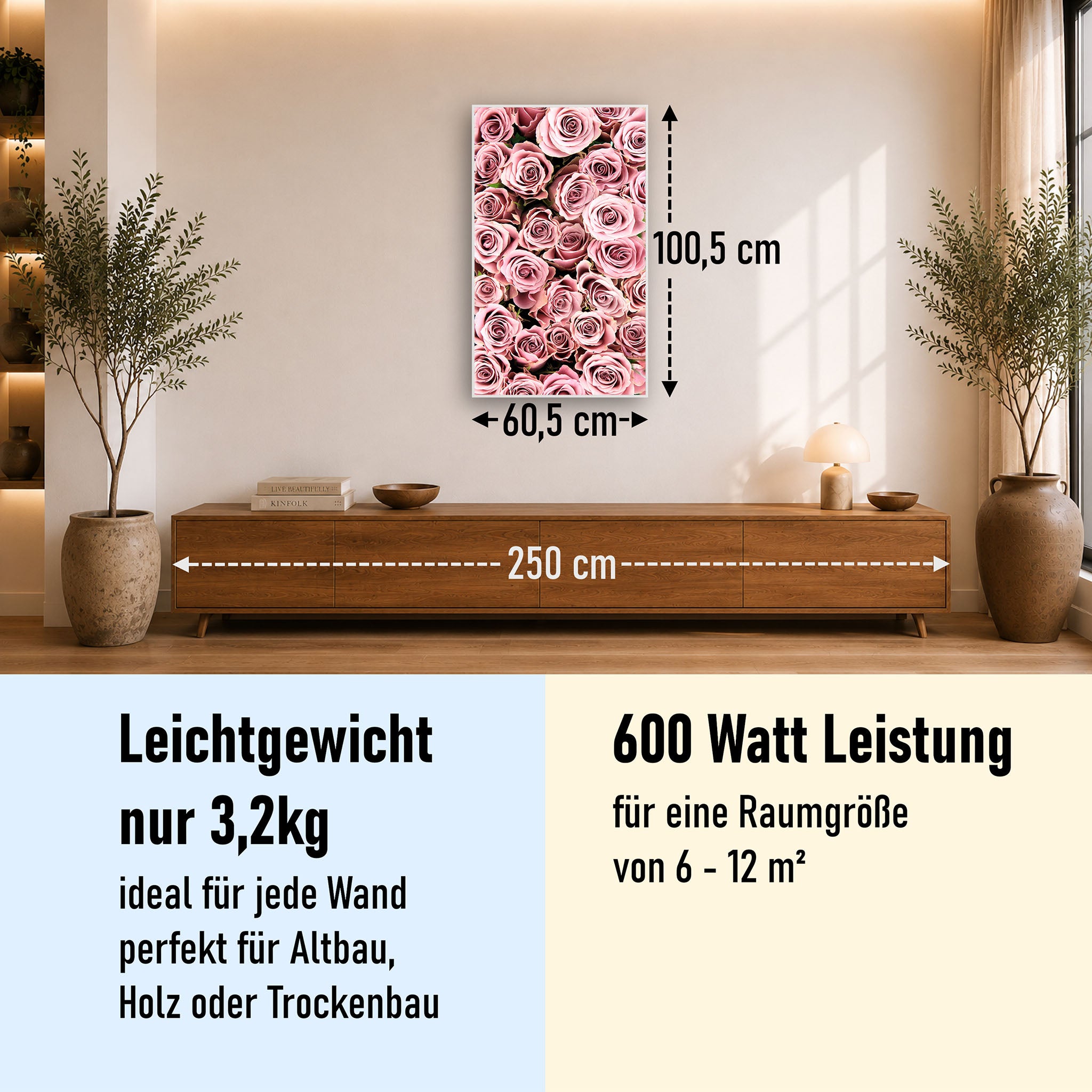 Bild Infrarotheizung 350-1200W Motiv 021H Rosenstrauß
